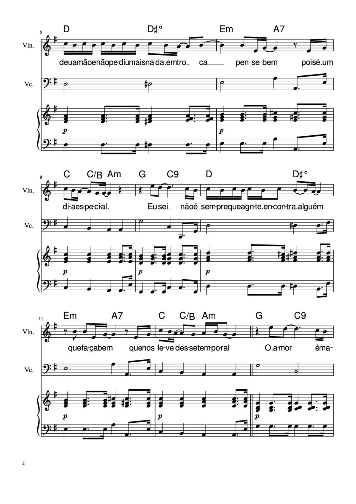 Page 2 of the piano sheet music PDF Piano – Dia Especial Piano by Undefined