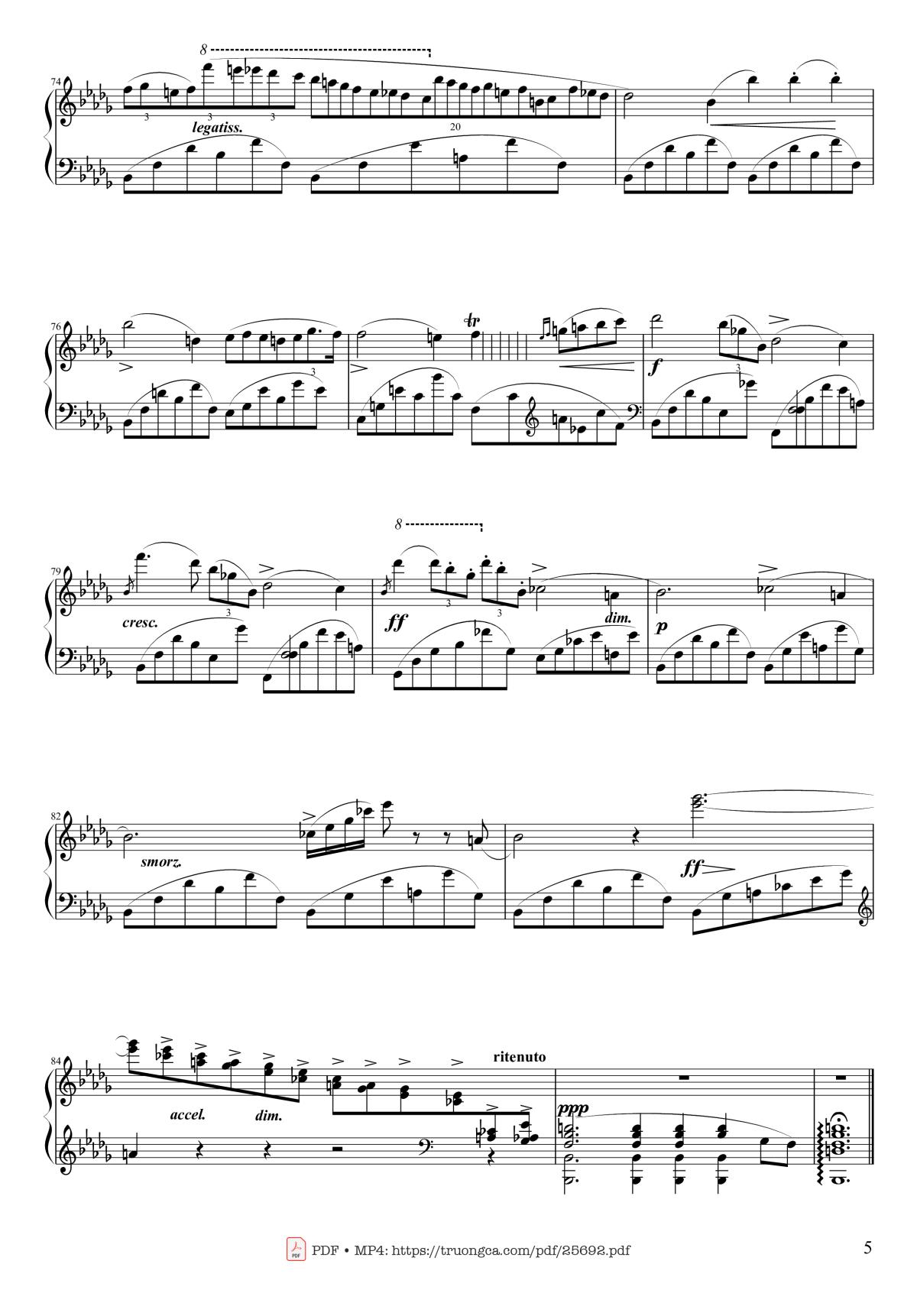Page 5 of the piano sheet music PDF Piano – Nocturne Op. 9 No. 1 by Chopin