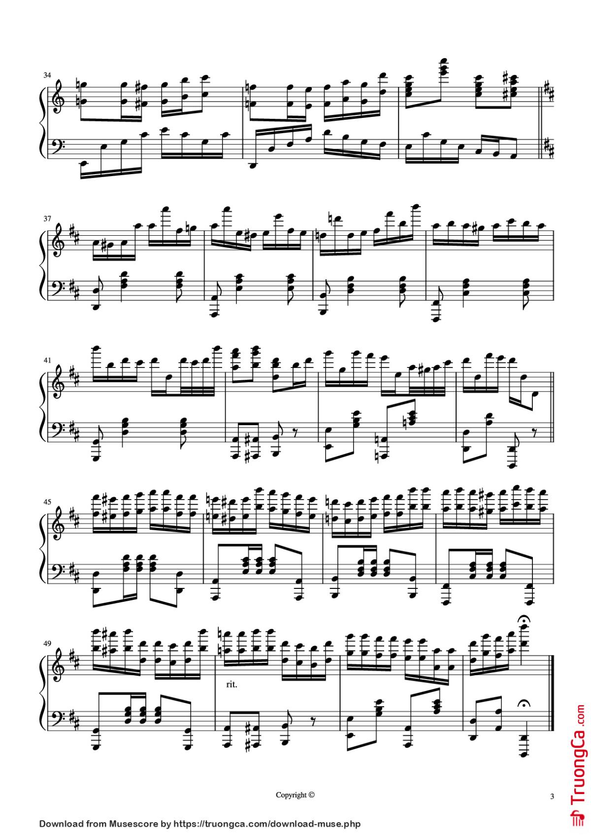 Page 3 of the piano sheet music PDF Piano – Ngày Xuân Long Phụng Sum Vầy Piano epic version by Hazel Nguyen