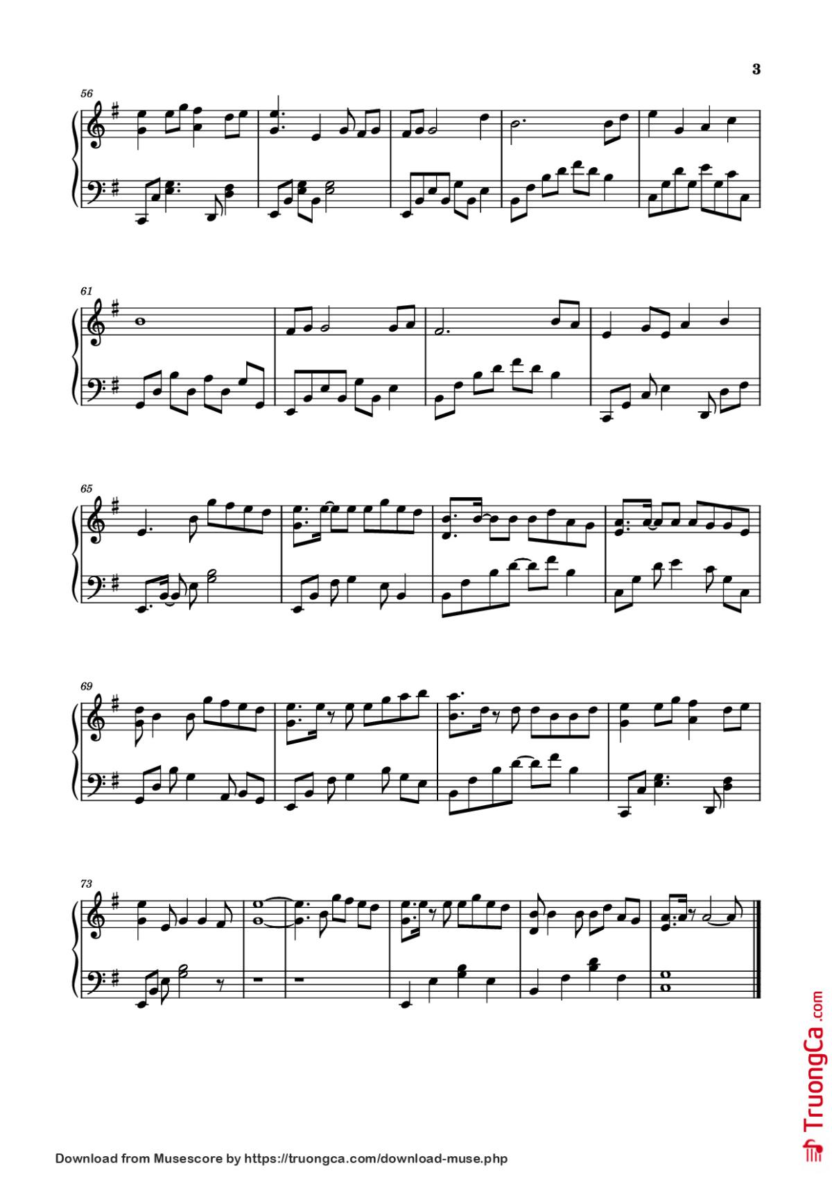 Page 3 of the piano sheet music PDF Piano – 晚风作酒 (Vãn Phong Tác Tửu) Piano by Jessy Chen