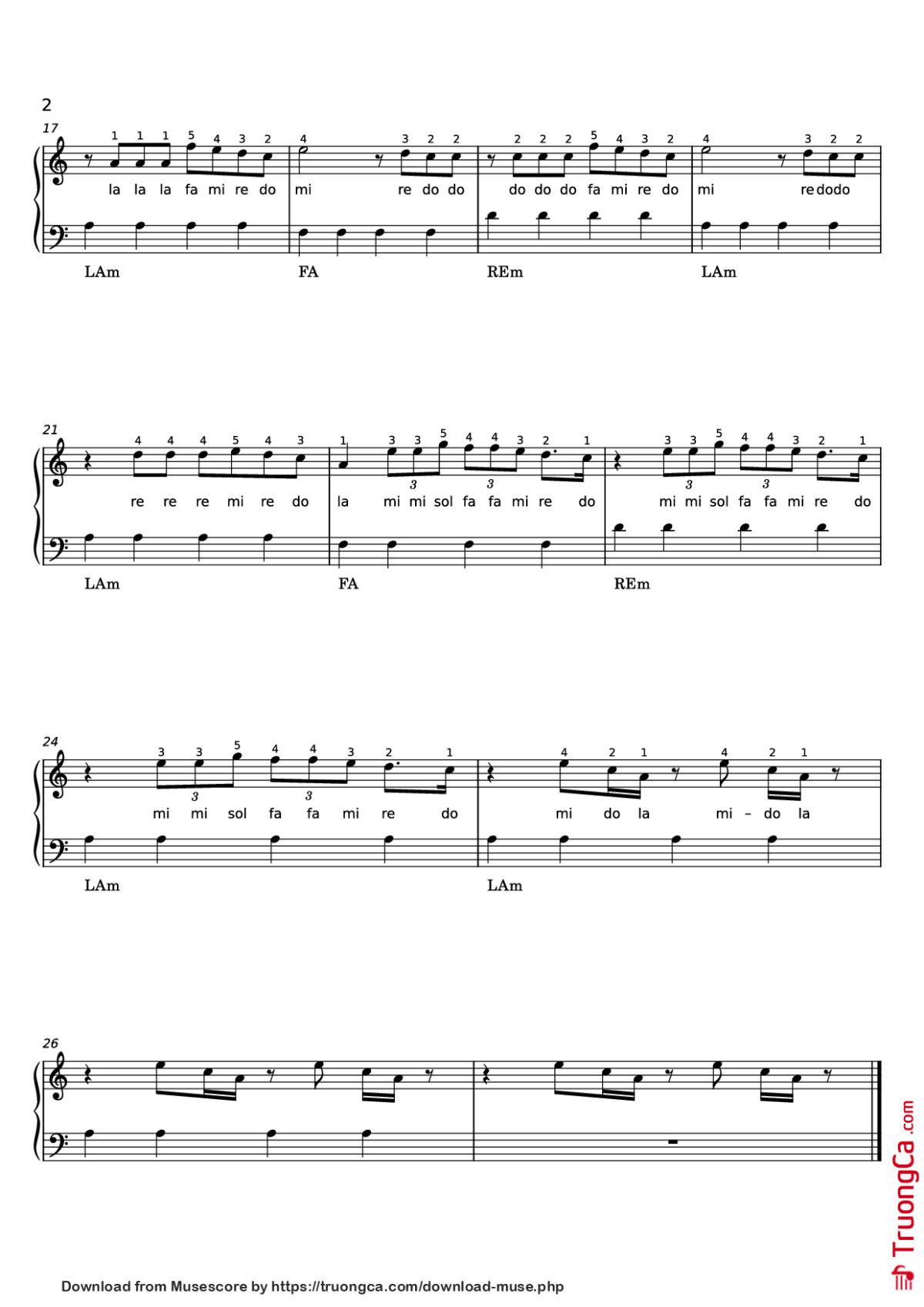 Page 2 of the piano sheet music PDF Piano – I p