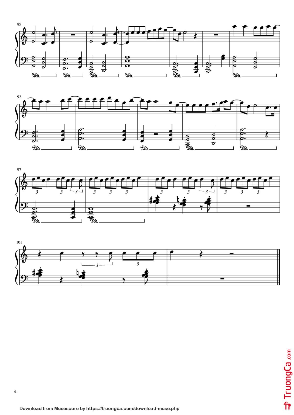 Page 4 of the piano sheet music PDF Piano – No Tears Left to Cry Piano by Ariana Grande, Max Martin and Savan Kotecha