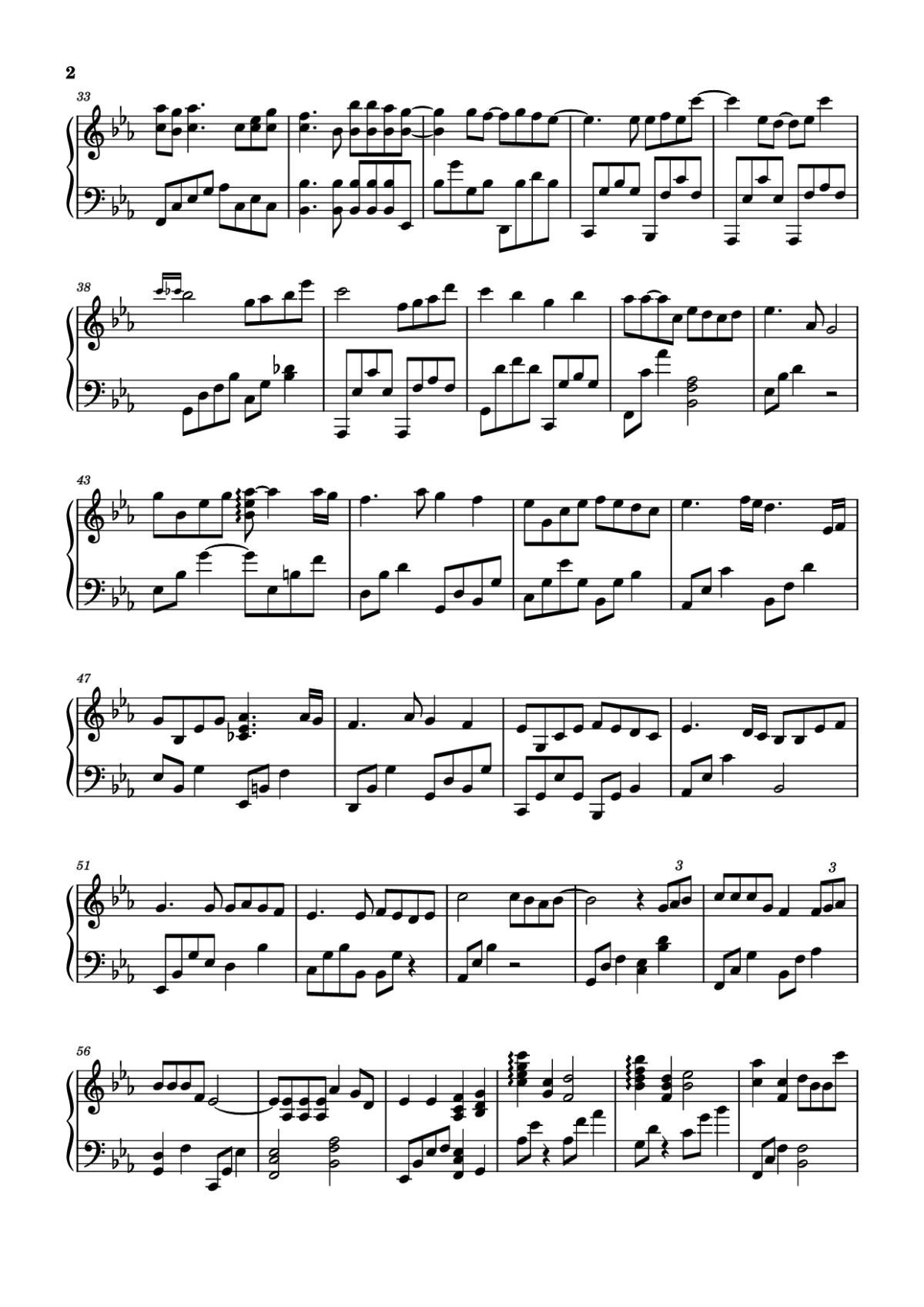 Page 2 of the piano sheet music PDF Piano – Sài gòn đau lòng quá Piano by Source: Youtube NTHAudio