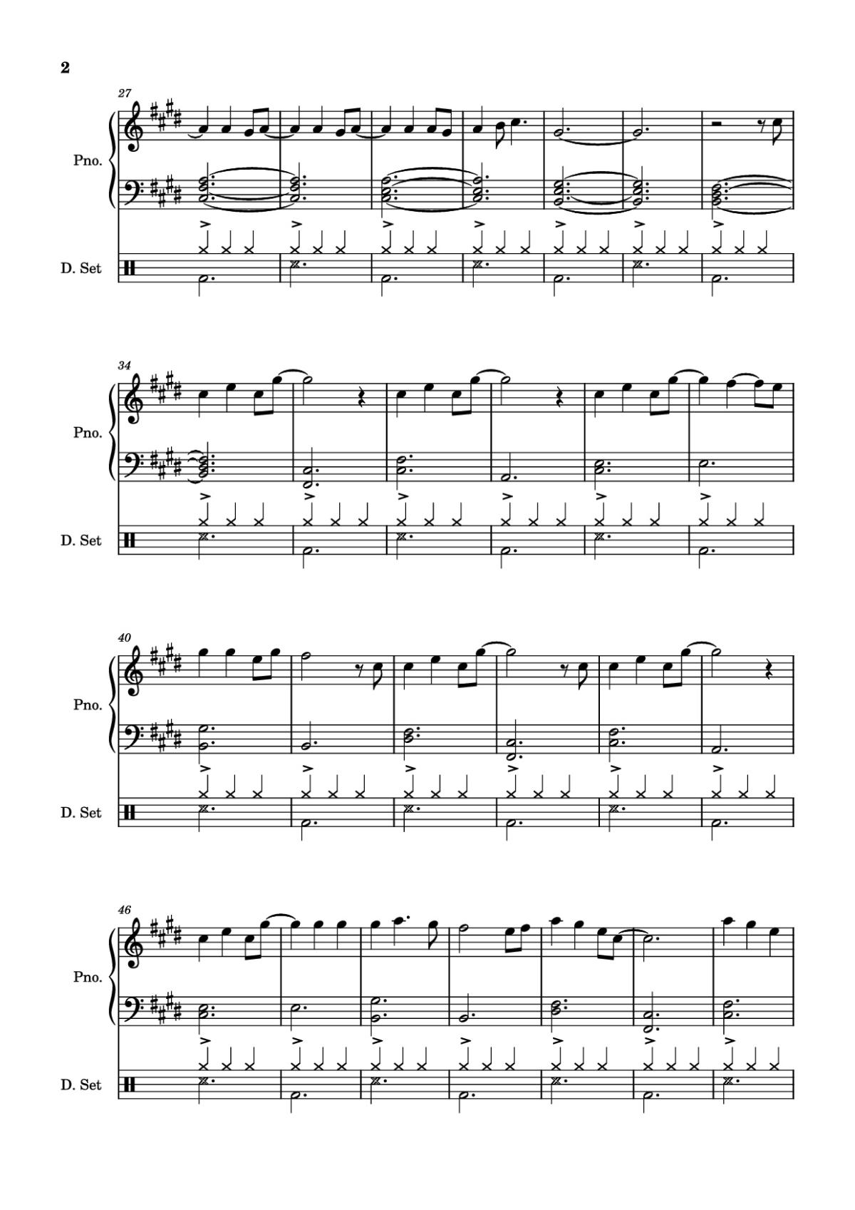 Page 2 of the piano sheet music PDF Piano – Those Eyes Piano by Words and Music by