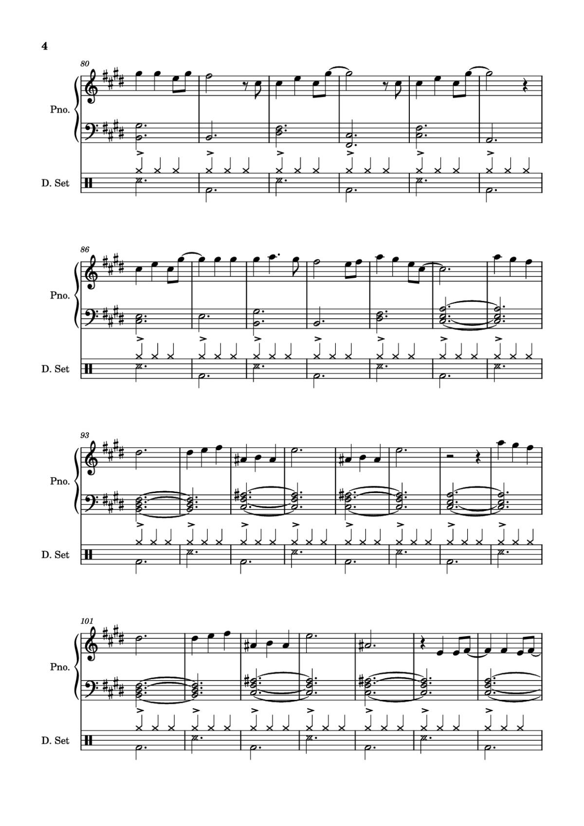 Page 4 of the piano sheet music PDF Piano – Those Eyes Piano by Words and Music by