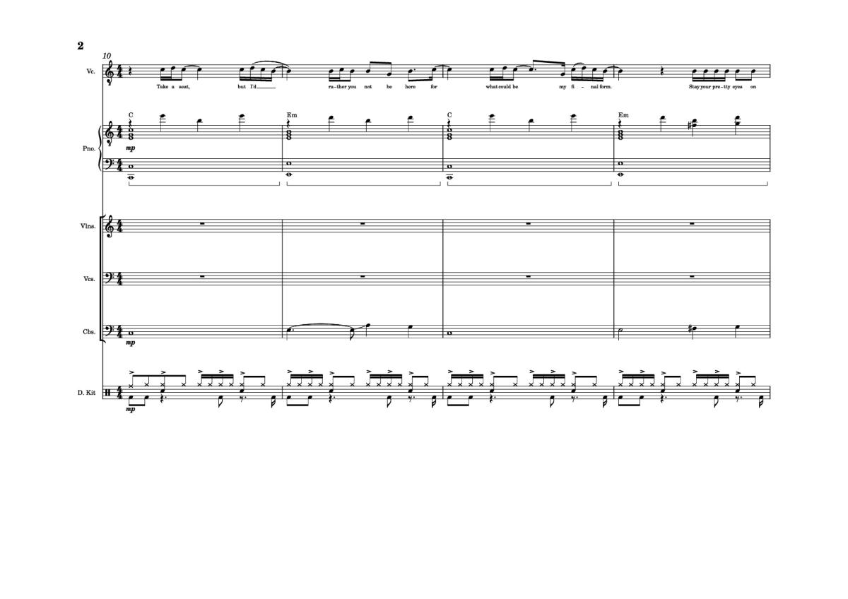 Page 2 of the piano sheet music PDF – The Line Piano by Twenty one pilots