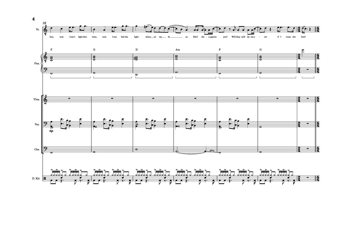 Page 4 of the piano sheet music PDF – The Line Piano by Twenty one pilots