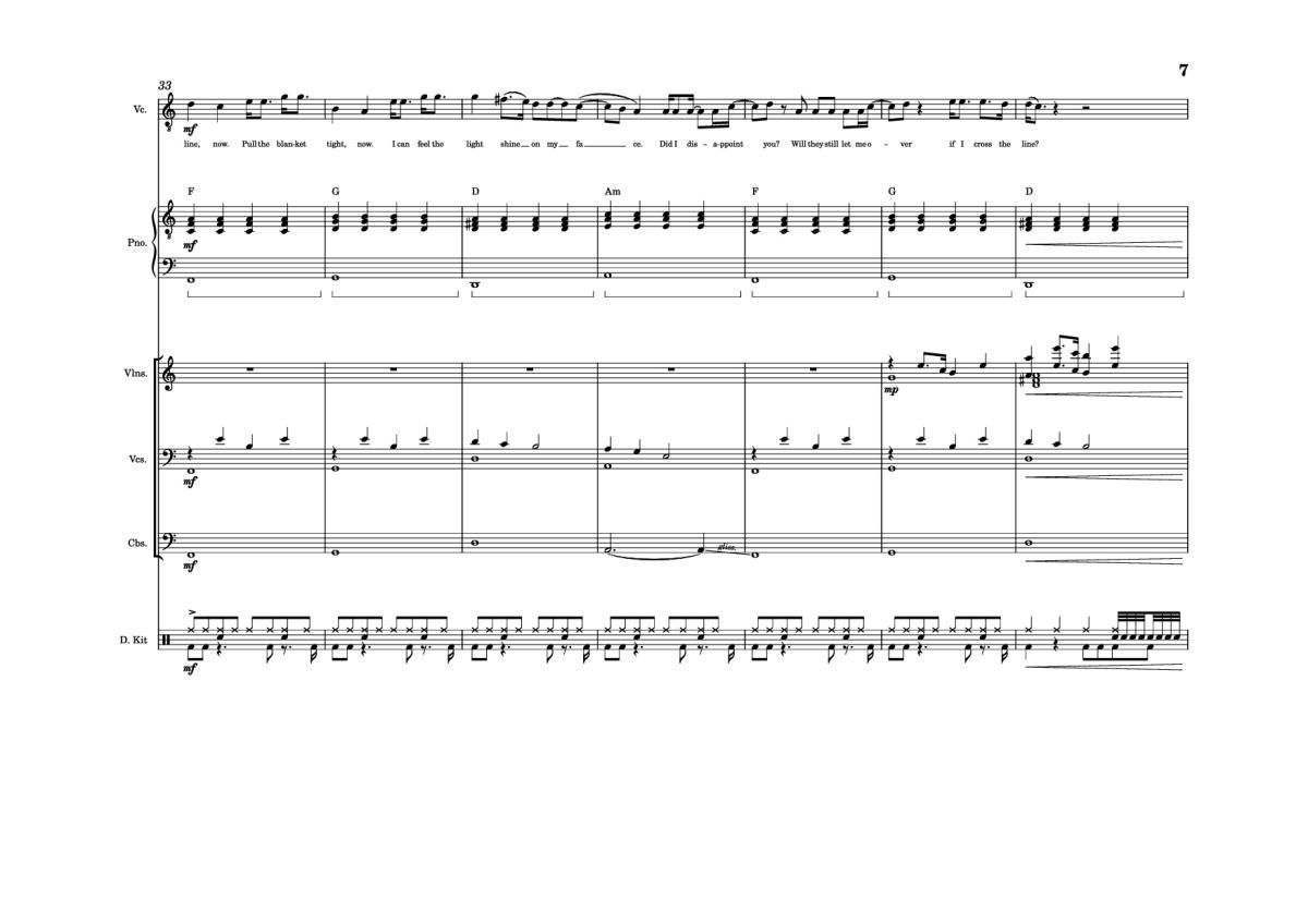 Page 7 of the piano sheet music PDF – The Line Piano by Twenty one pilots