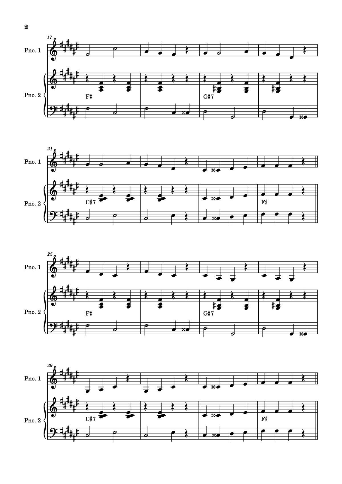 Page 2 of the piano sheet music PDF Piano – The Knuckle Song Piano by Undefined