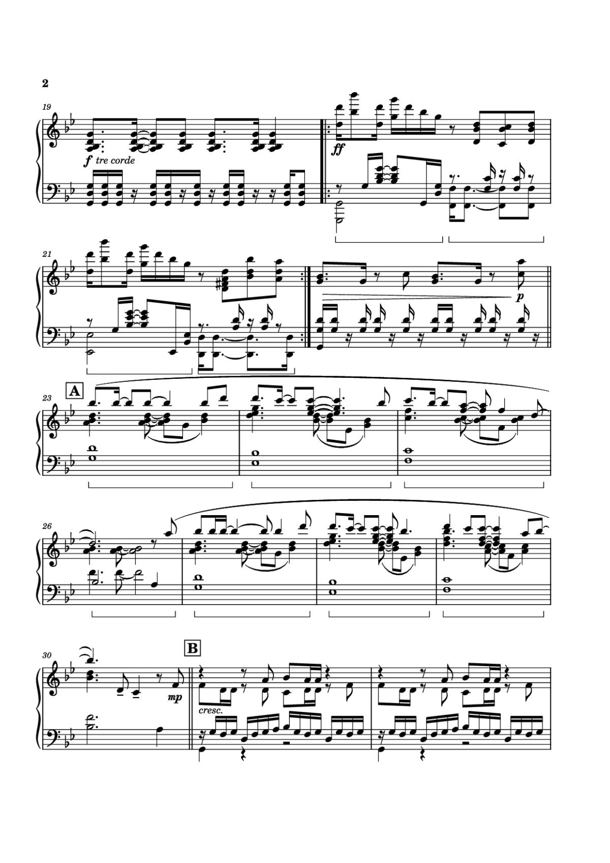 Page 2 of the piano sheet music PDF Piano – unravel Piano by Animenz
