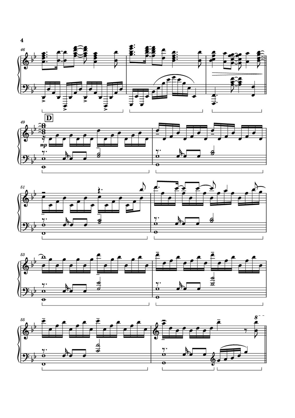 Page 4 of the piano sheet music PDF Piano – unravel Piano by Animenz