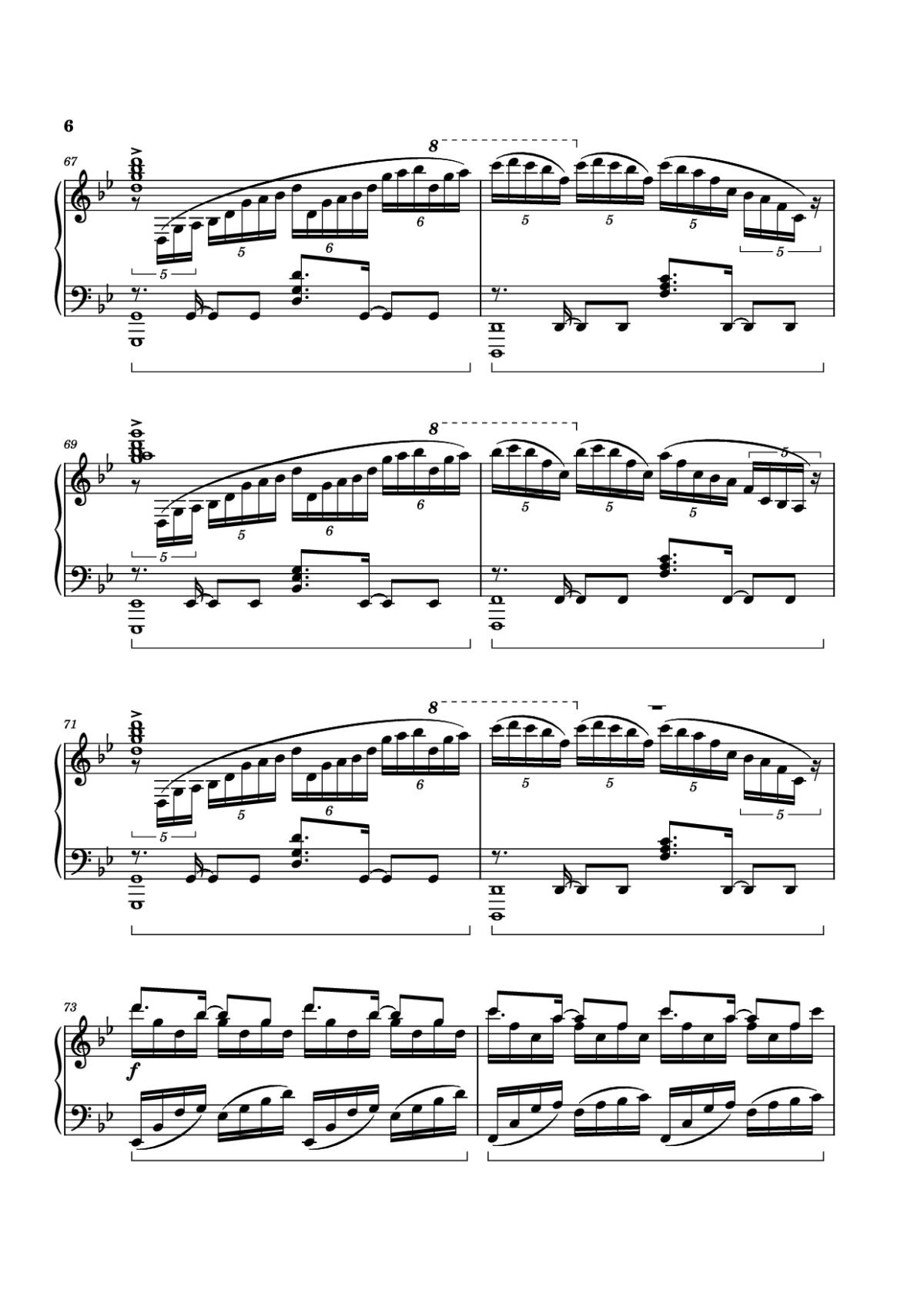 Page 6 of the piano sheet music PDF Piano – unravel Piano by Animenz