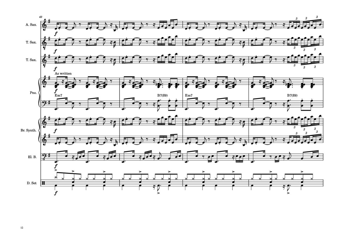 Page 12 of the piano sheet music PDF Piano Guitar Tab – 176th Street Piano by Transcribed by