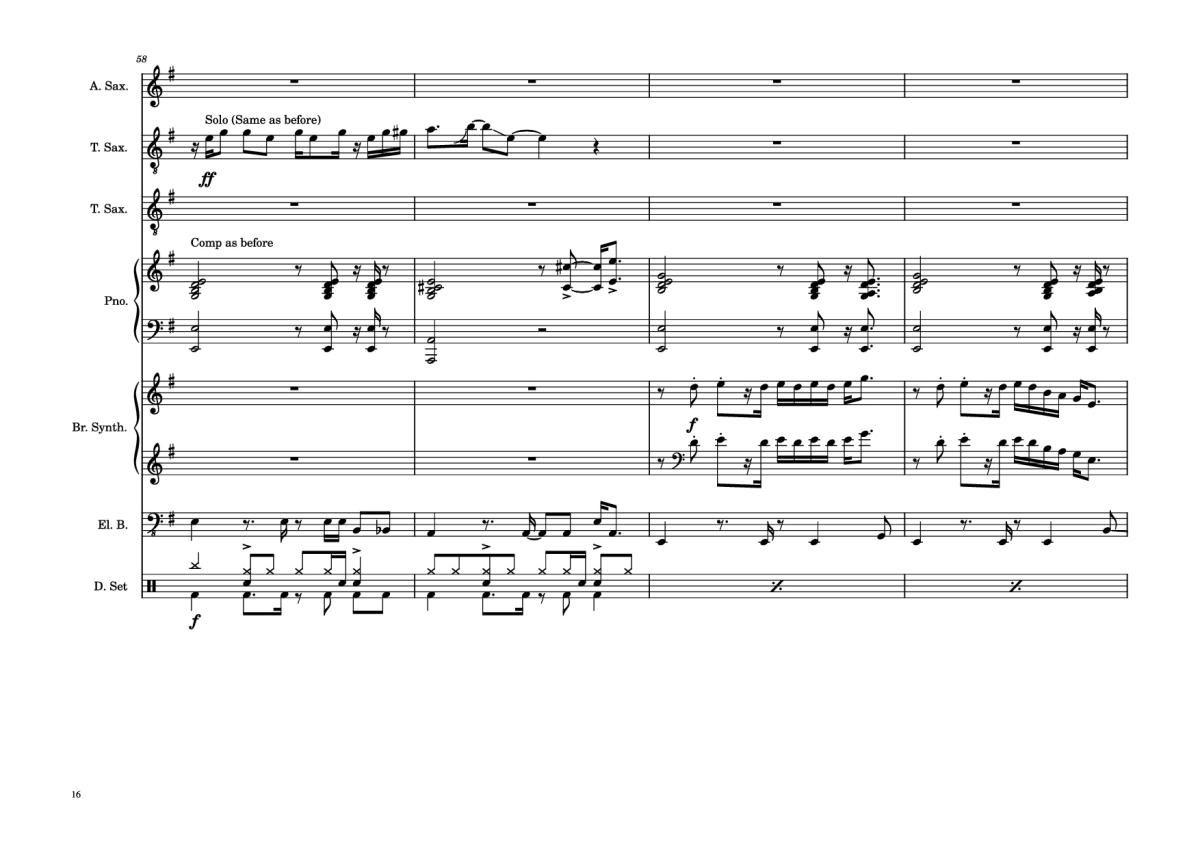 Page 16 of the piano sheet music PDF Piano Guitar Tab – 176th Street Piano by Transcribed by