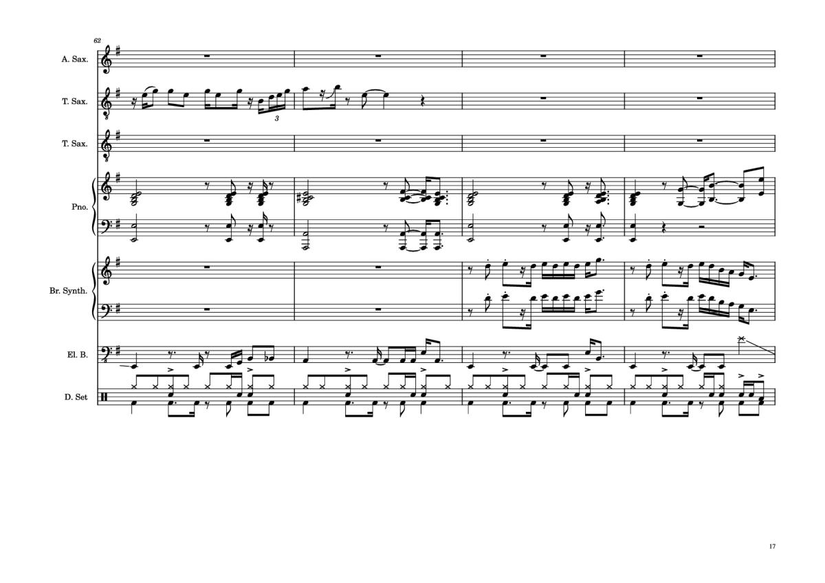 Page 17 of the piano sheet music PDF Piano Guitar Tab – 176th Street Piano by Transcribed by