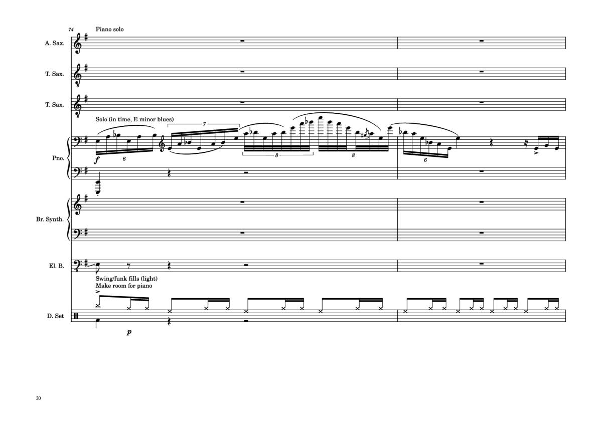 Page 20 of the piano sheet music PDF Piano Guitar Tab – 176th Street Piano by Transcribed by