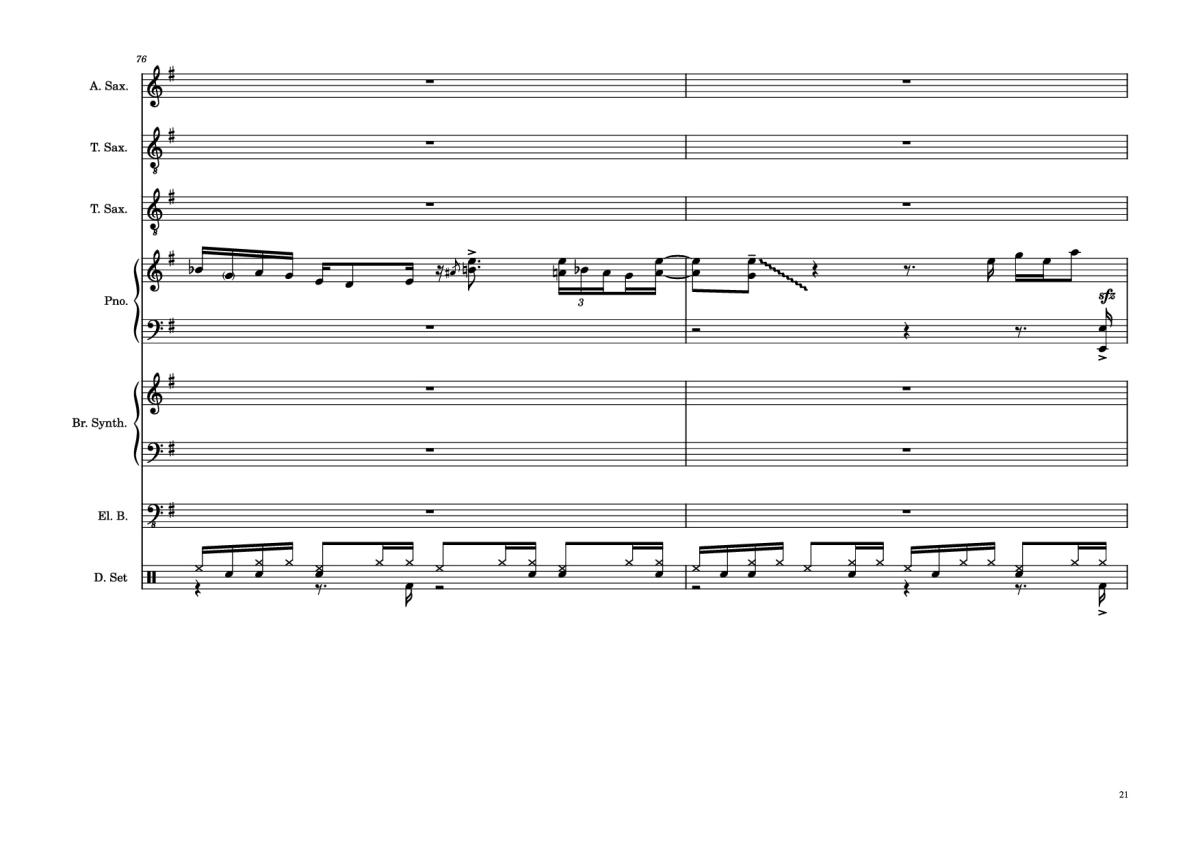 Page 21 of the piano sheet music PDF Piano Guitar Tab – 176th Street Piano by Transcribed by