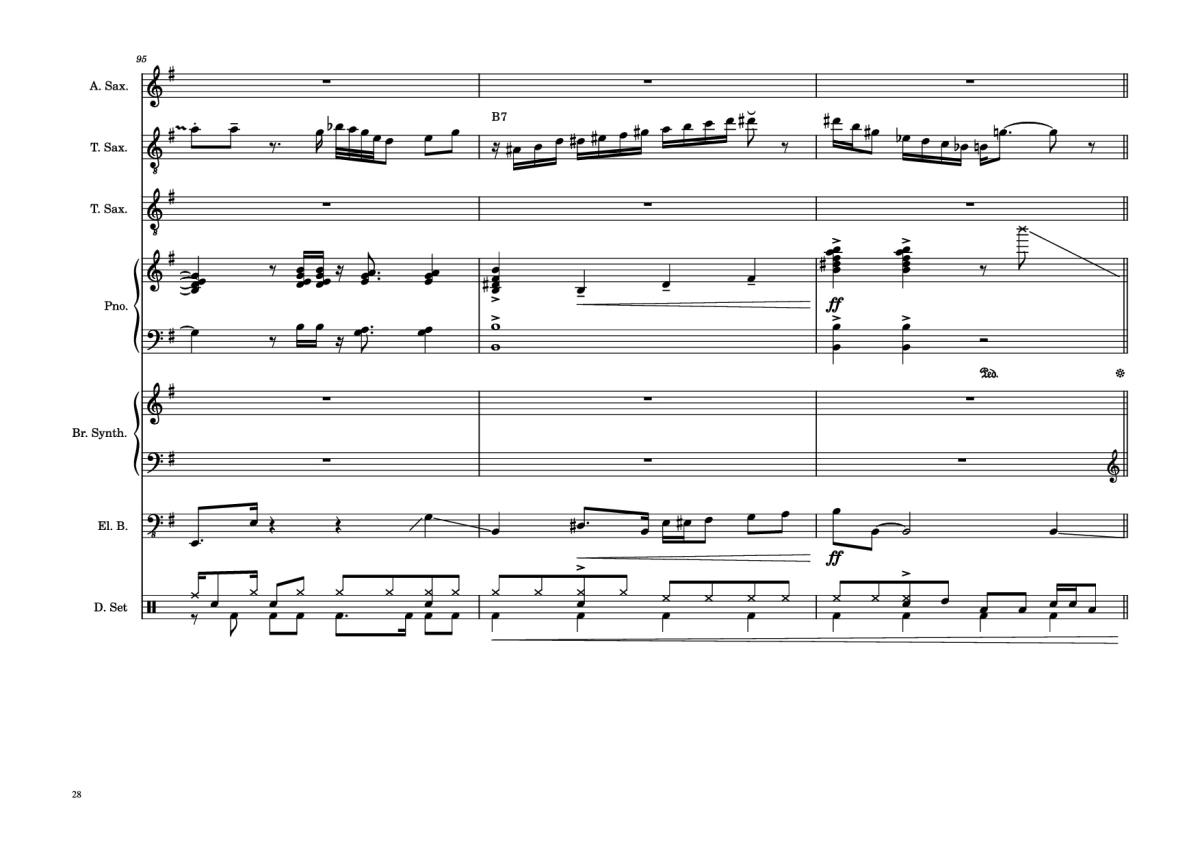 Page 28 of the piano sheet music PDF Piano Guitar Tab – 176th Street Piano by Transcribed by