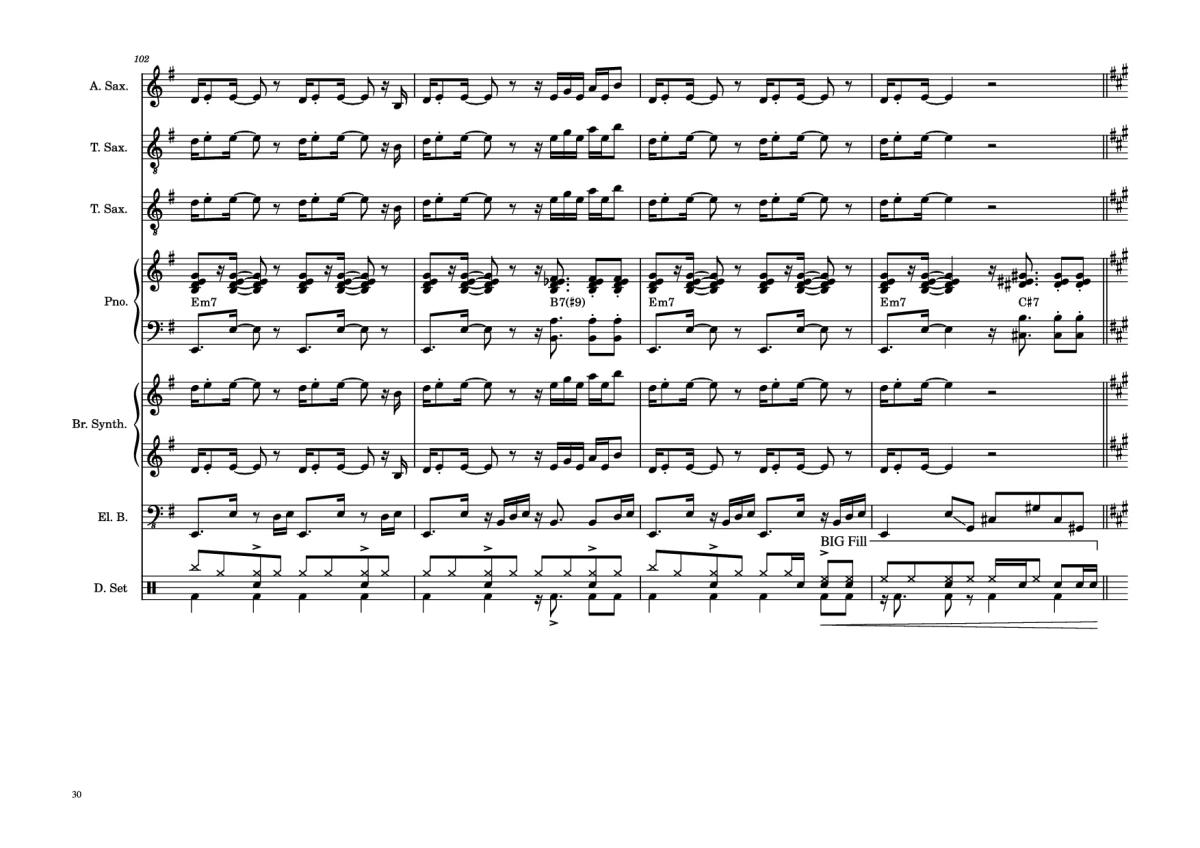 Page 30 of the piano sheet music PDF Piano Guitar Tab – 176th Street Piano by Transcribed by