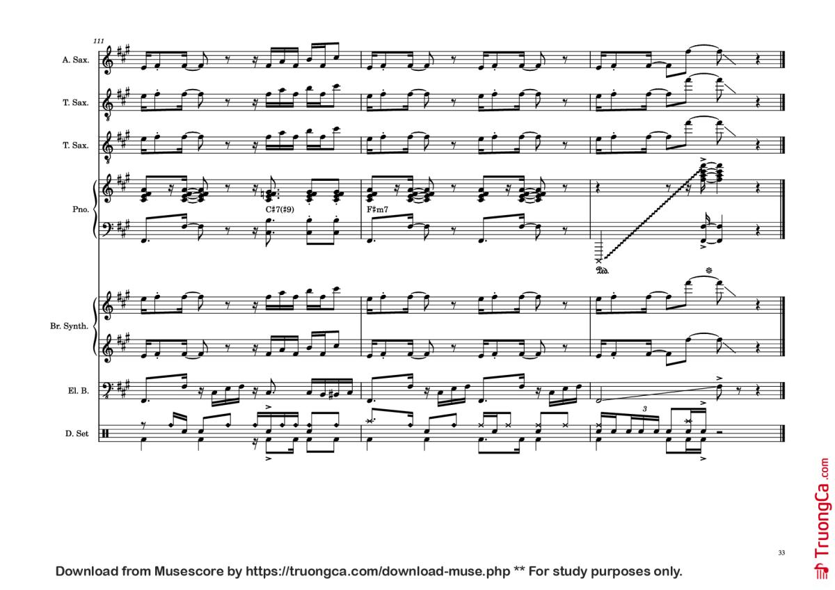 Page 33 of the piano sheet music PDF Piano Guitar Tab – 176th Street Piano by Transcribed by