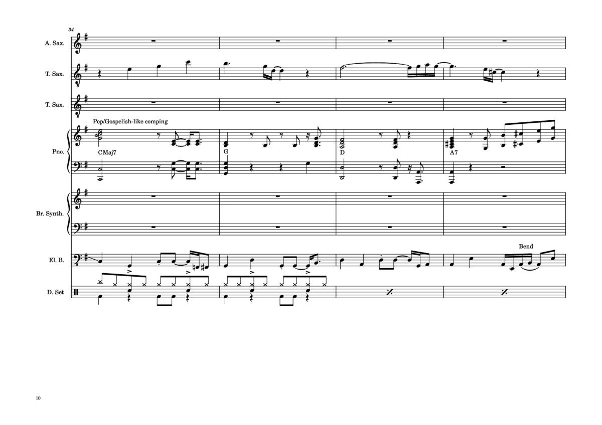 Page 10 of the piano sheet music PDF Piano Guitar Tab – 176th Street Piano by Transcribed by