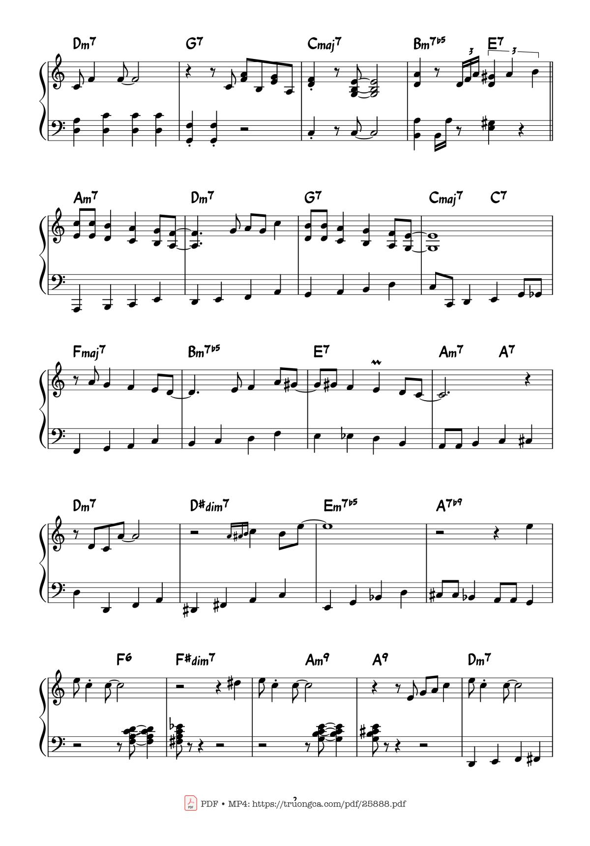 Page 2 of the piano sheet music PDF Piano – FLY ME TO THE MOON Piano by Bart Howard