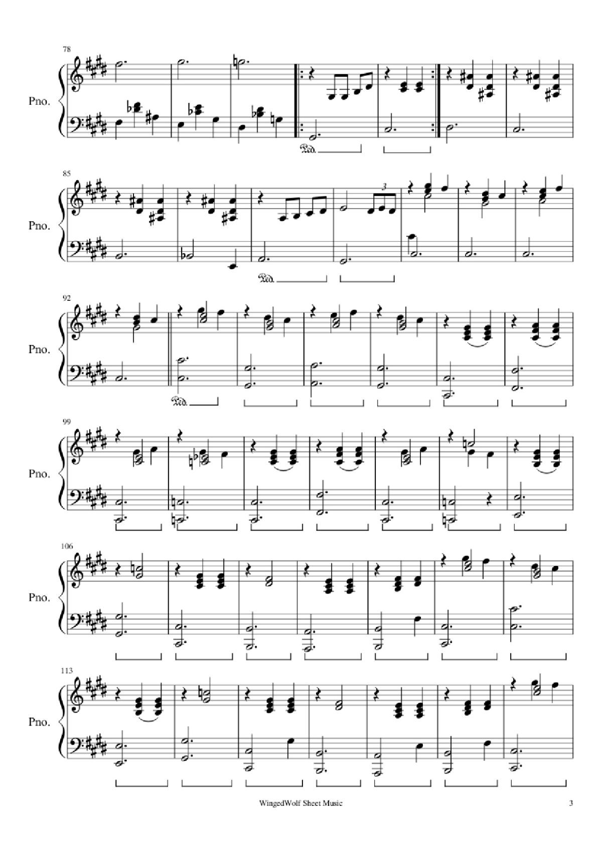 Page 3 of the piano sheet music PDF Piano – Hijo de la Luna Piano by Originally by Mecano Covered by Octavio Vazquez