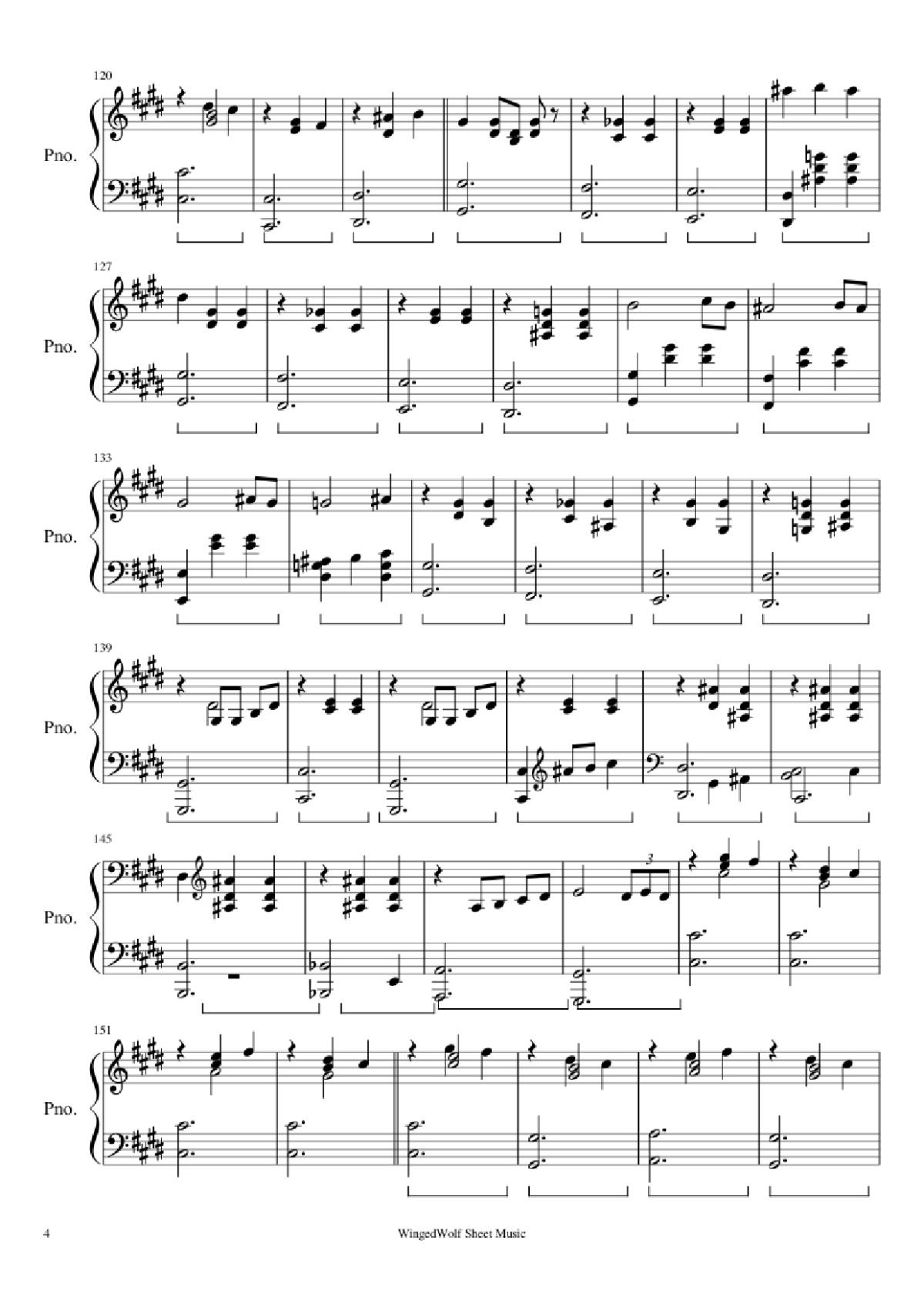 Page 4 of the piano sheet music PDF Piano – Hijo de la Luna Piano by Originally by Mecano Covered by Octavio Vazquez