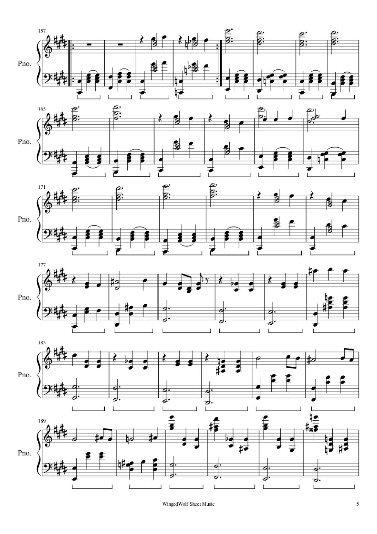 Page 5 of the piano sheet music PDF Piano – Hijo de la Luna Piano by Originally by Mecano Covered by Octavio Vazquez
