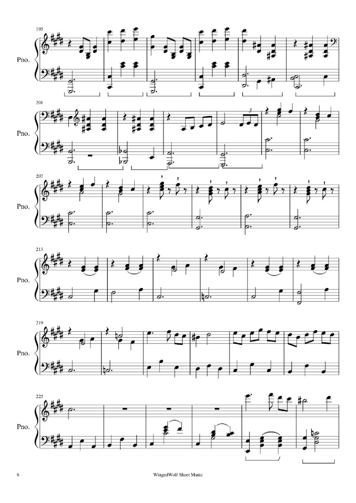 Page 6 of the piano sheet music PDF Piano – Hijo de la Luna Piano by Originally by Mecano Covered by Octavio Vazquez