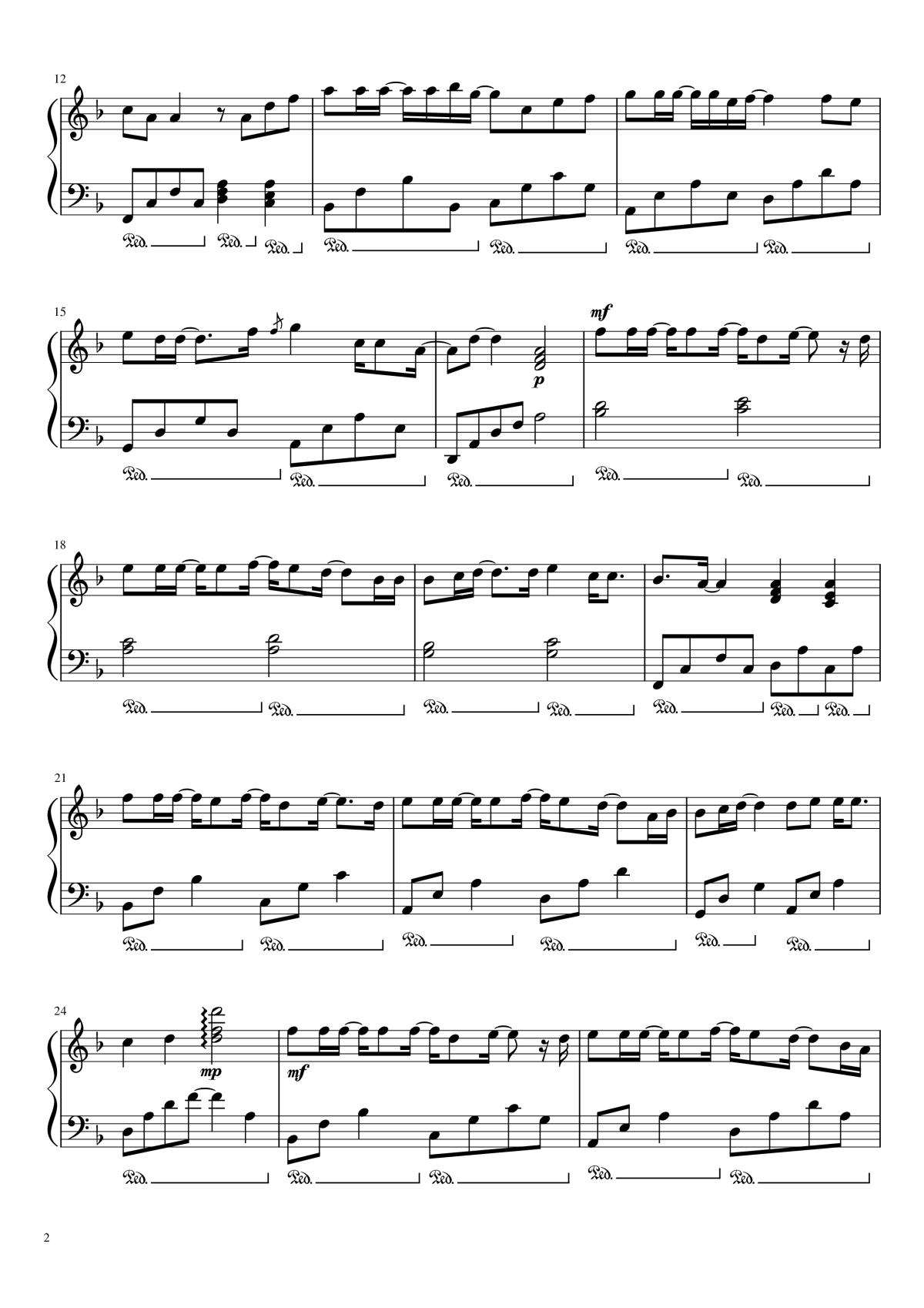 Page 2 of the piano sheet music PDF Piano – Cause I Love You Piano by Noo Phước Thịnh