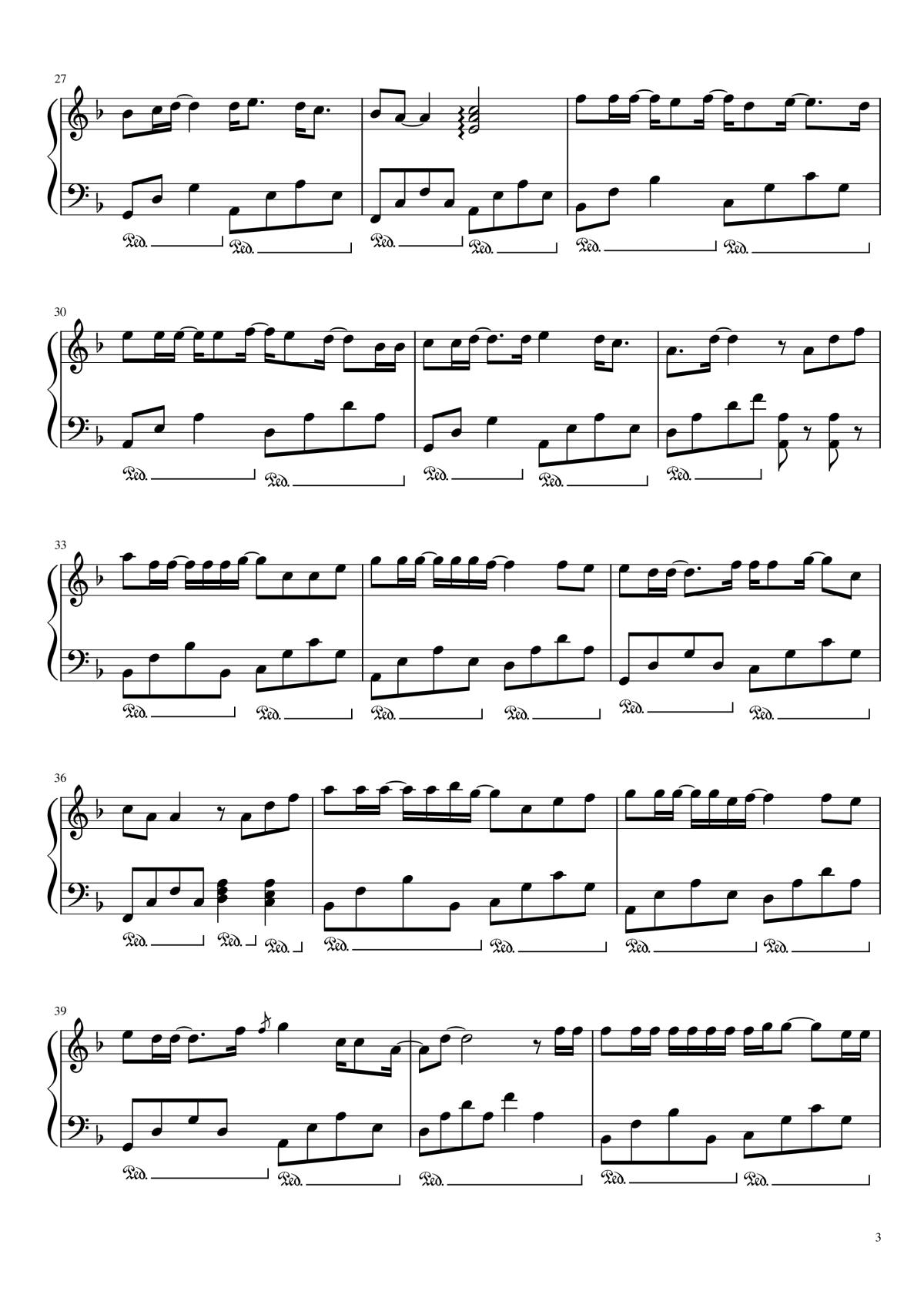 Page 3 of the piano sheet music PDF Piano – Cause I Love You Piano by Noo Phước Thịnh