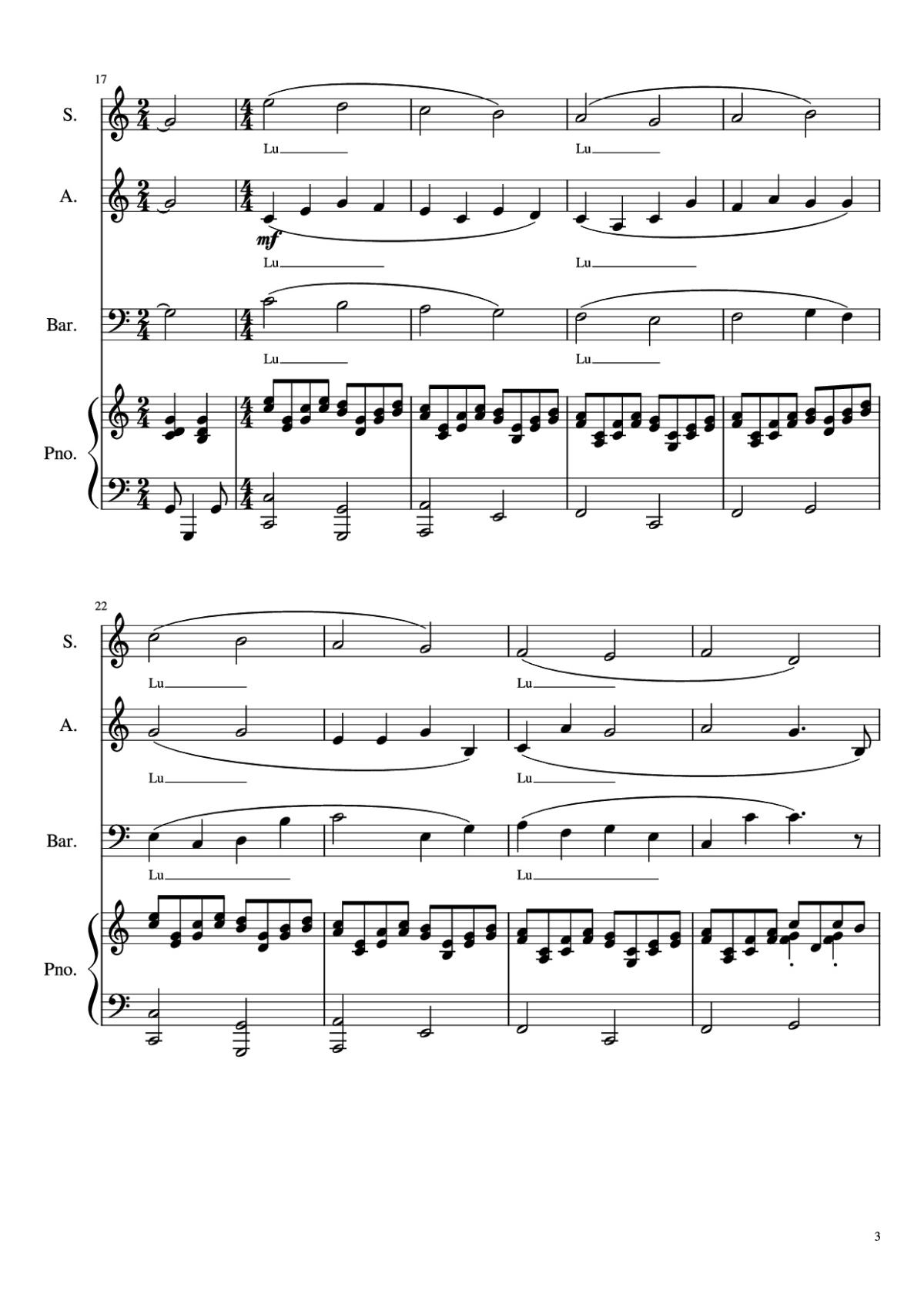 Page 3 of the piano sheet music PDF Piano – 風吹雞蛋殼 Winds Scatter the Eggshells Piano by Undefined