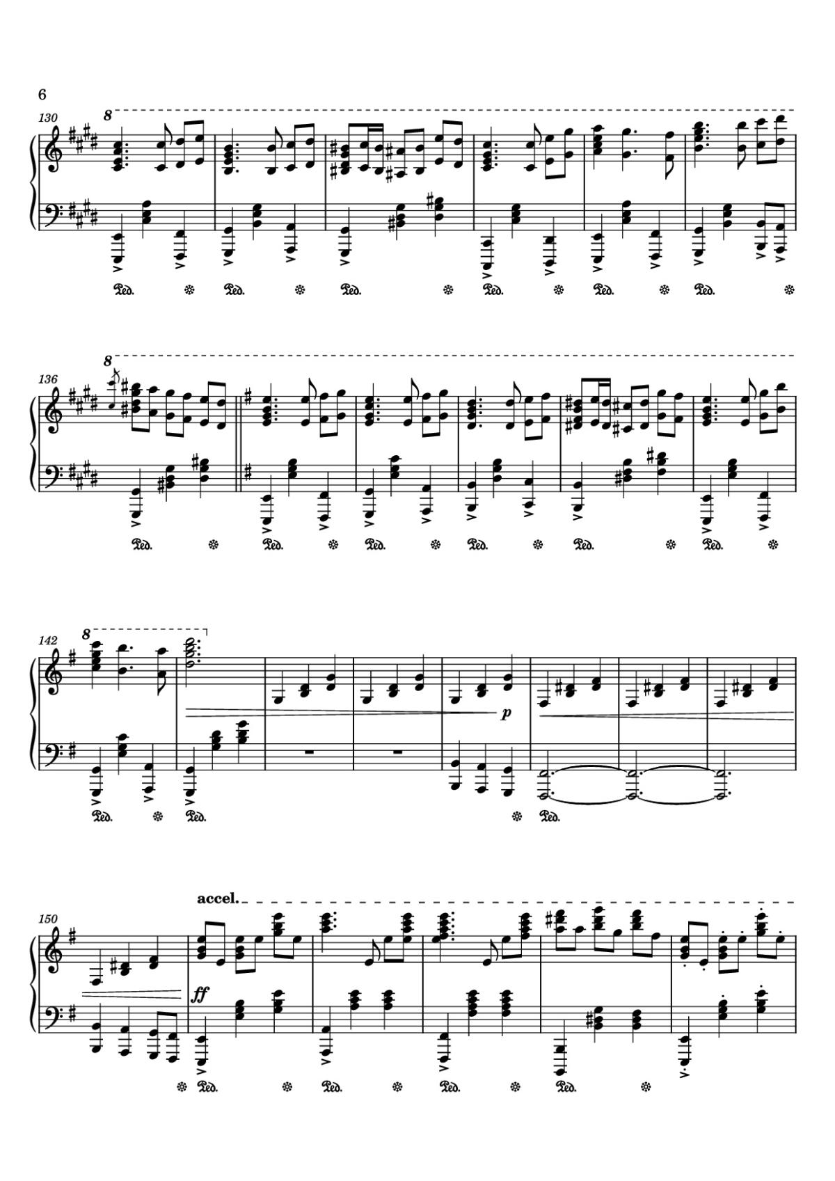Page 6 of the piano sheet music PDF Piano – Enemies to Lovers Piano by Joshua Kyan. Aalampour