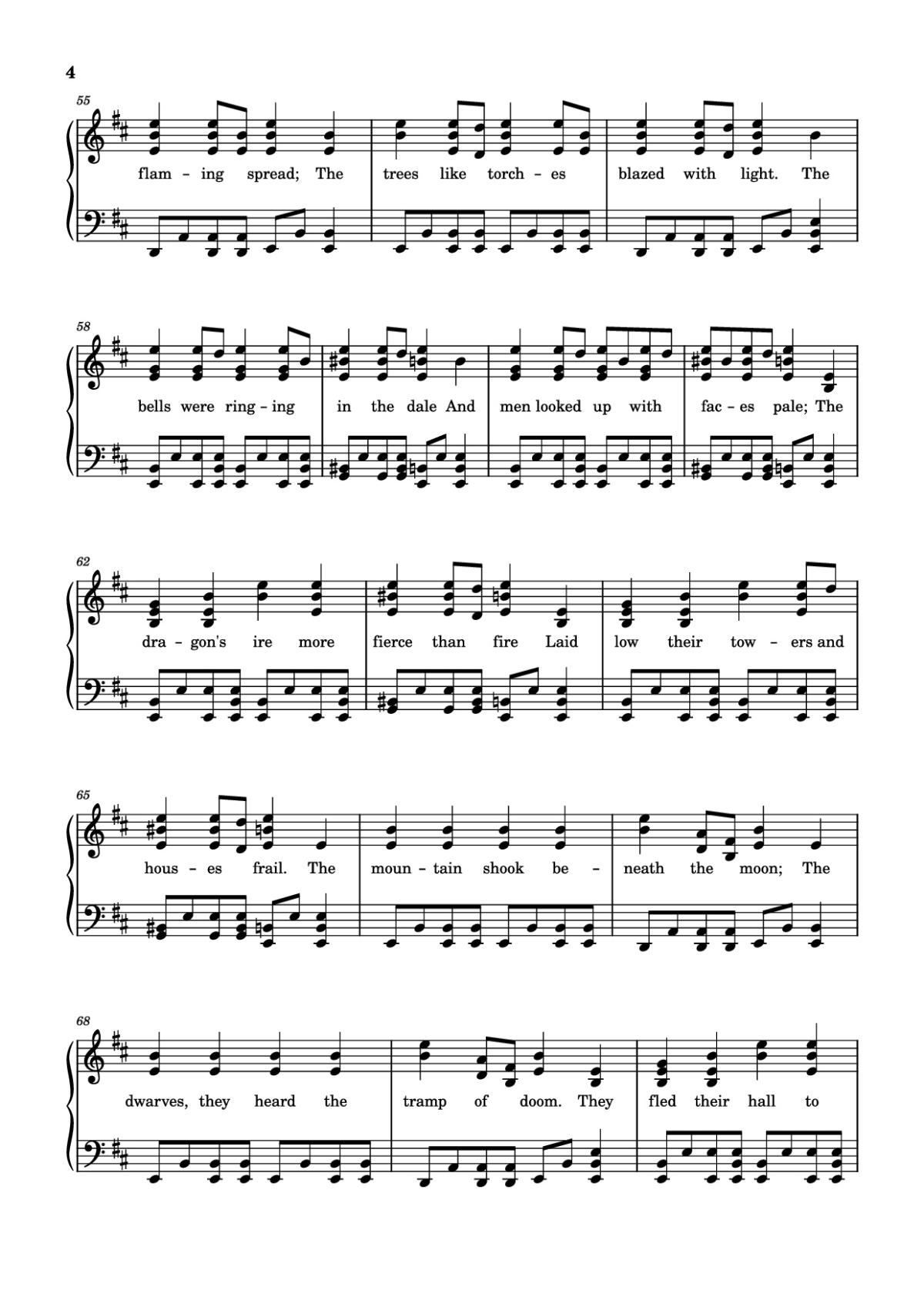 Page 4 of the piano sheet music PDF – Over the Misty Mountains Cold Piano by Music Bee