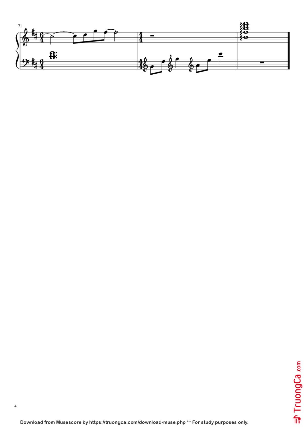 Page 4 of the piano sheet music PDF Piano – 撒野 Piano by 凯瑟喵