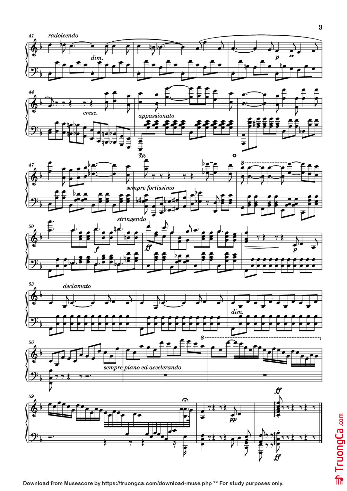 Page 3 of the piano sheet music PDF – Nocturne in F Major Piano by Thomas Dyke Acland Tellefsen