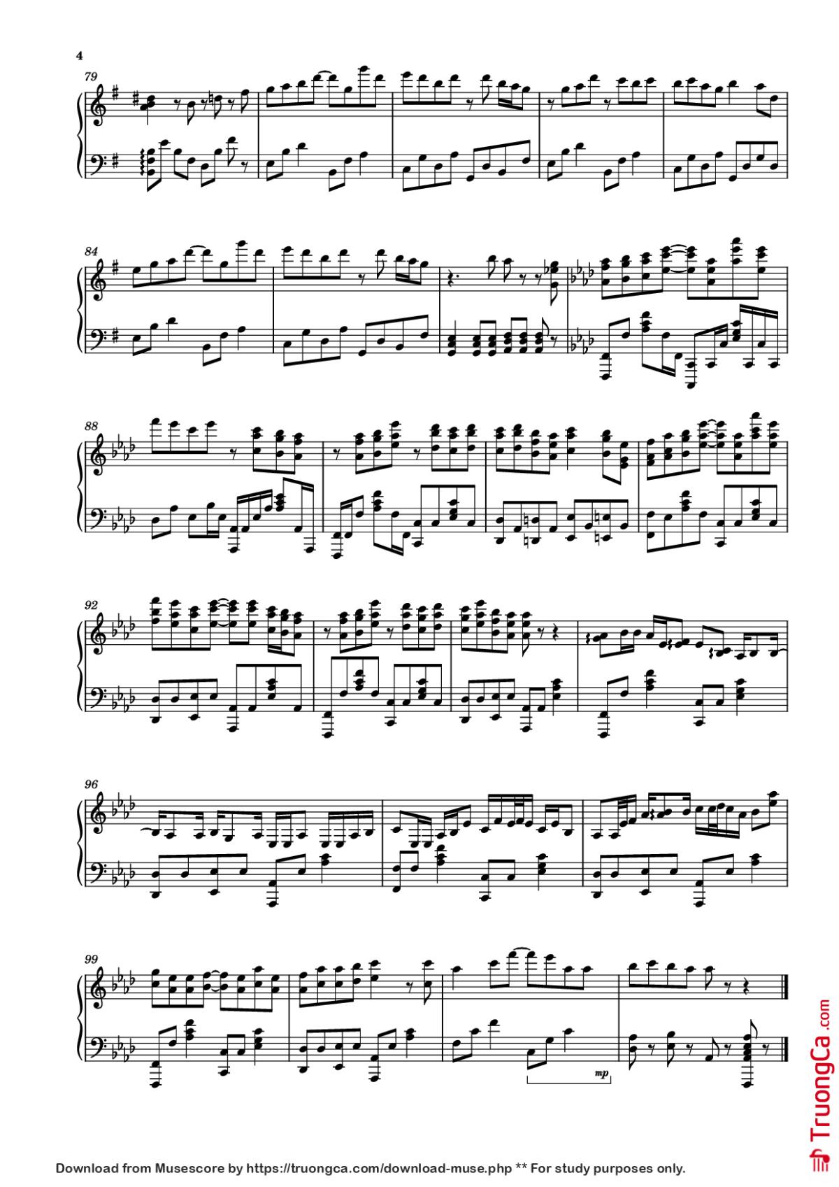Page 4 of the piano sheet music PDF Piano – 夜明けと蛍 Piano by Undefined