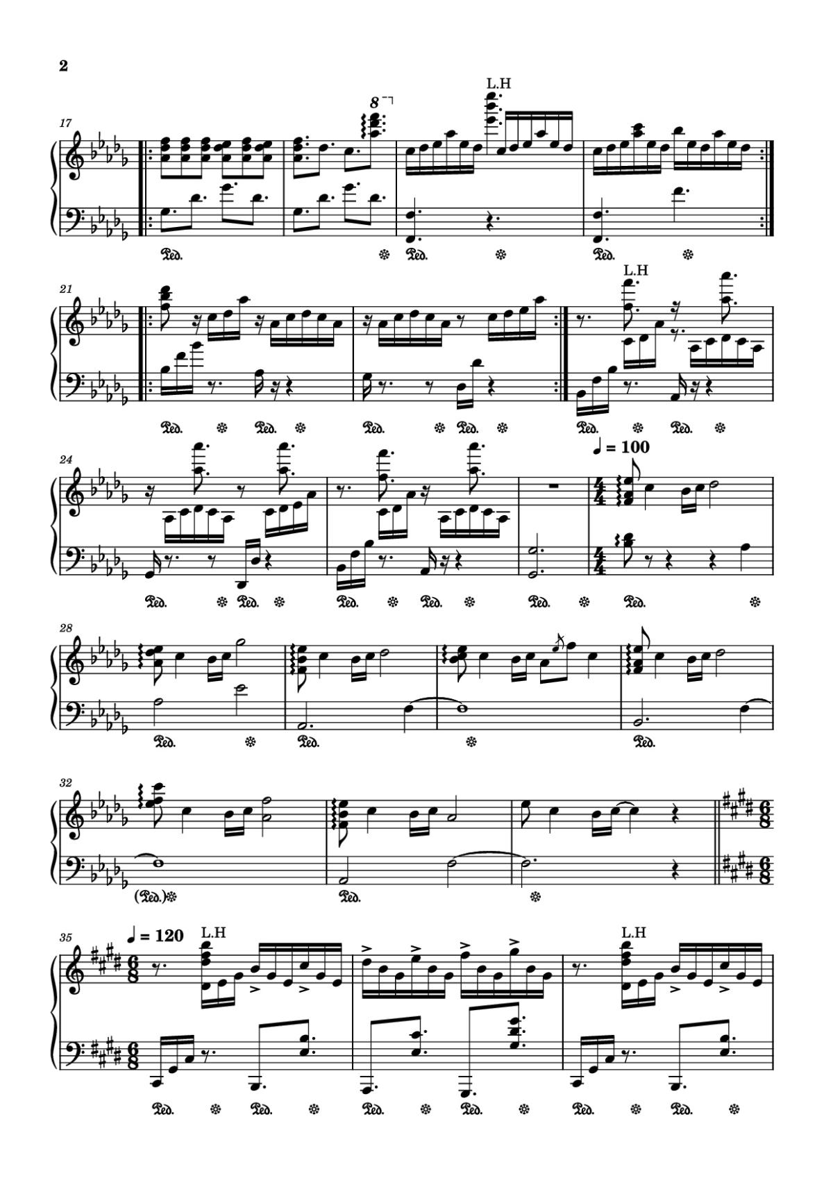Page 2 of the piano sheet music PDF Piano – Drowning love Piano by Arr. Antonis Paterakis