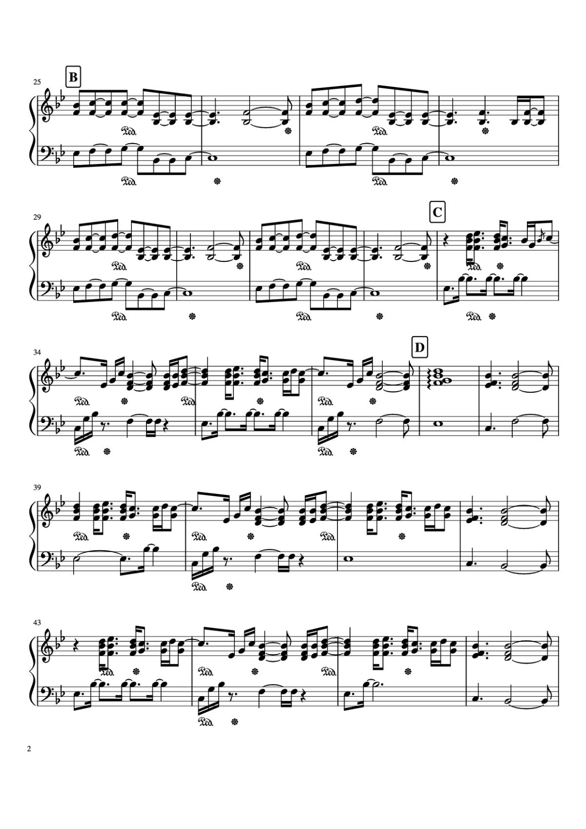 Page 2 of the piano sheet music PDF Piano – (No One Knows Me) Like The Piano by Produced By Rodaidh McDonald & Sampha