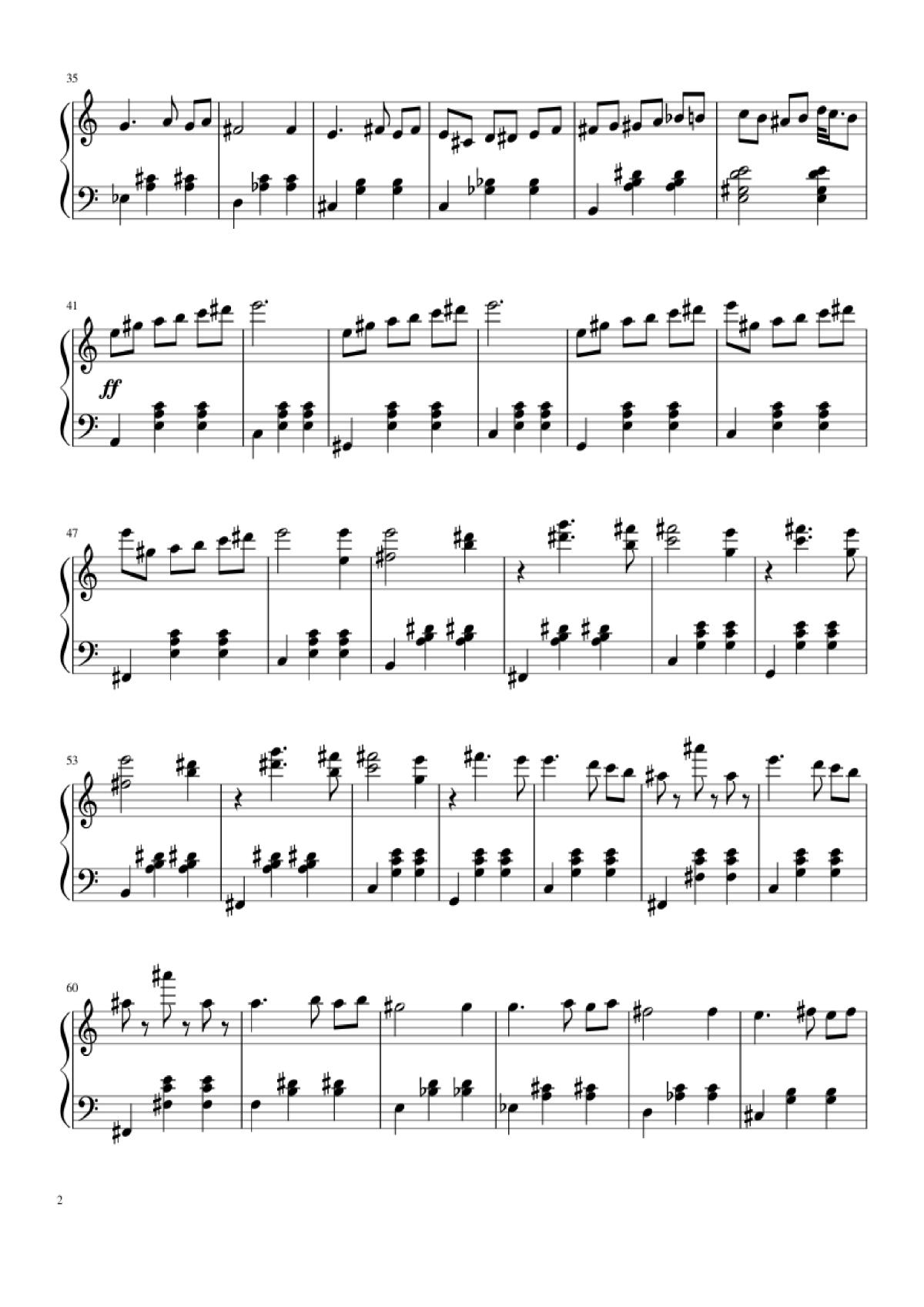 Page 2 of the piano sheet music PDF Piano – Waltz from Masquerade Piano by Khachaturian