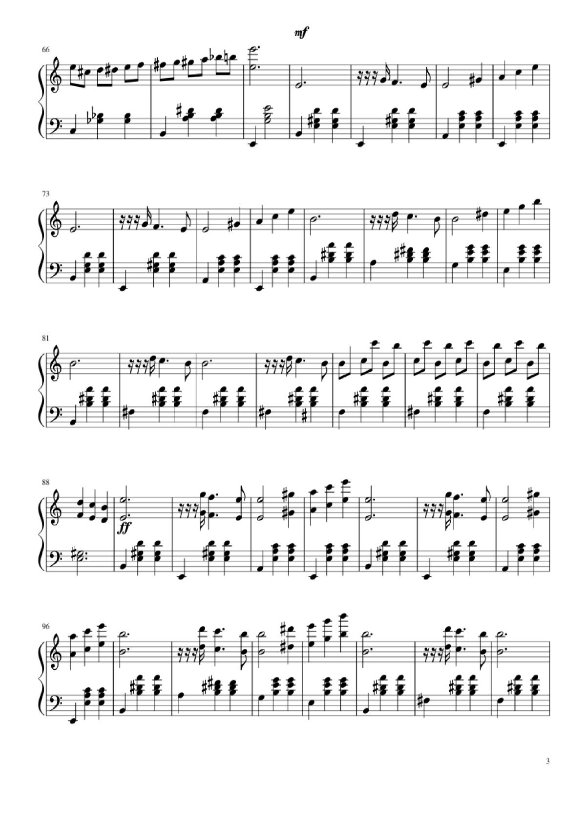 Page 3 of the piano sheet music PDF Piano – Waltz from Masquerade Piano by Khachaturian