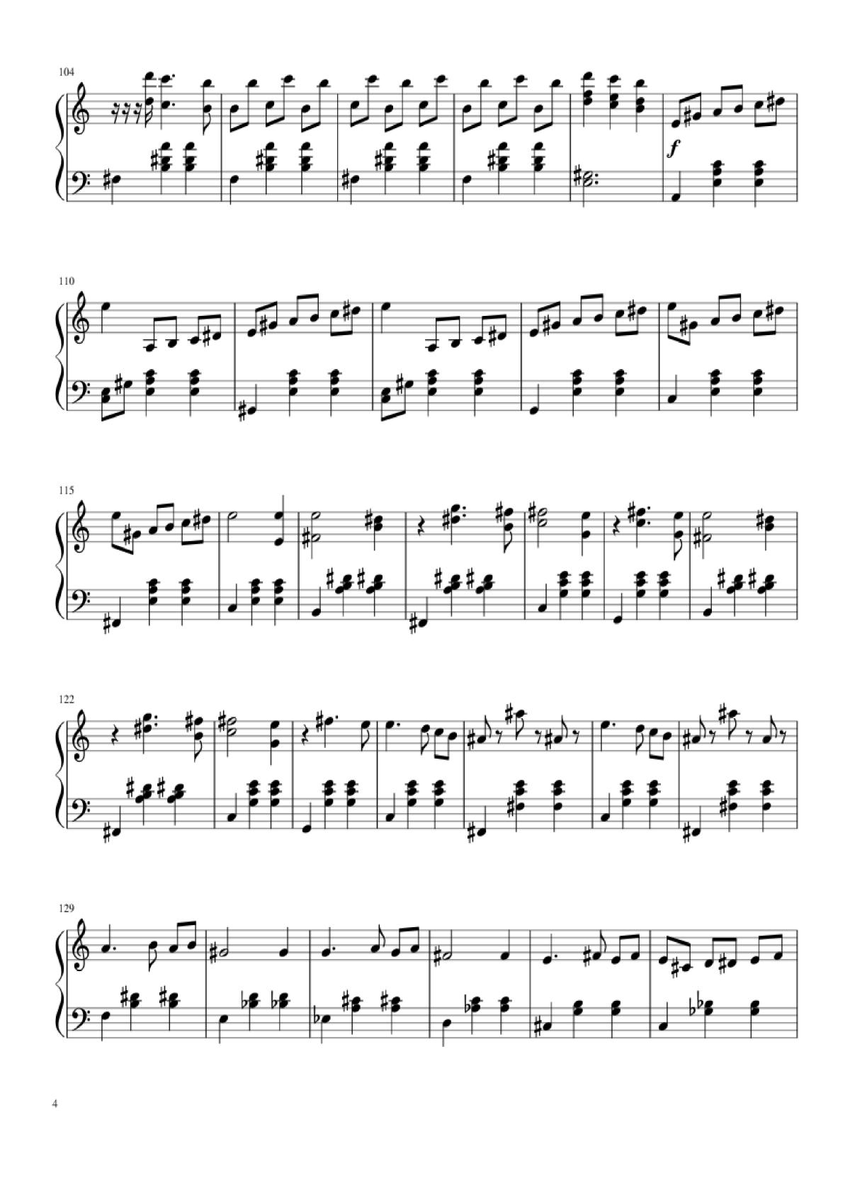Page 4 of the piano sheet music PDF Piano – Waltz from Masquerade Piano by Khachaturian