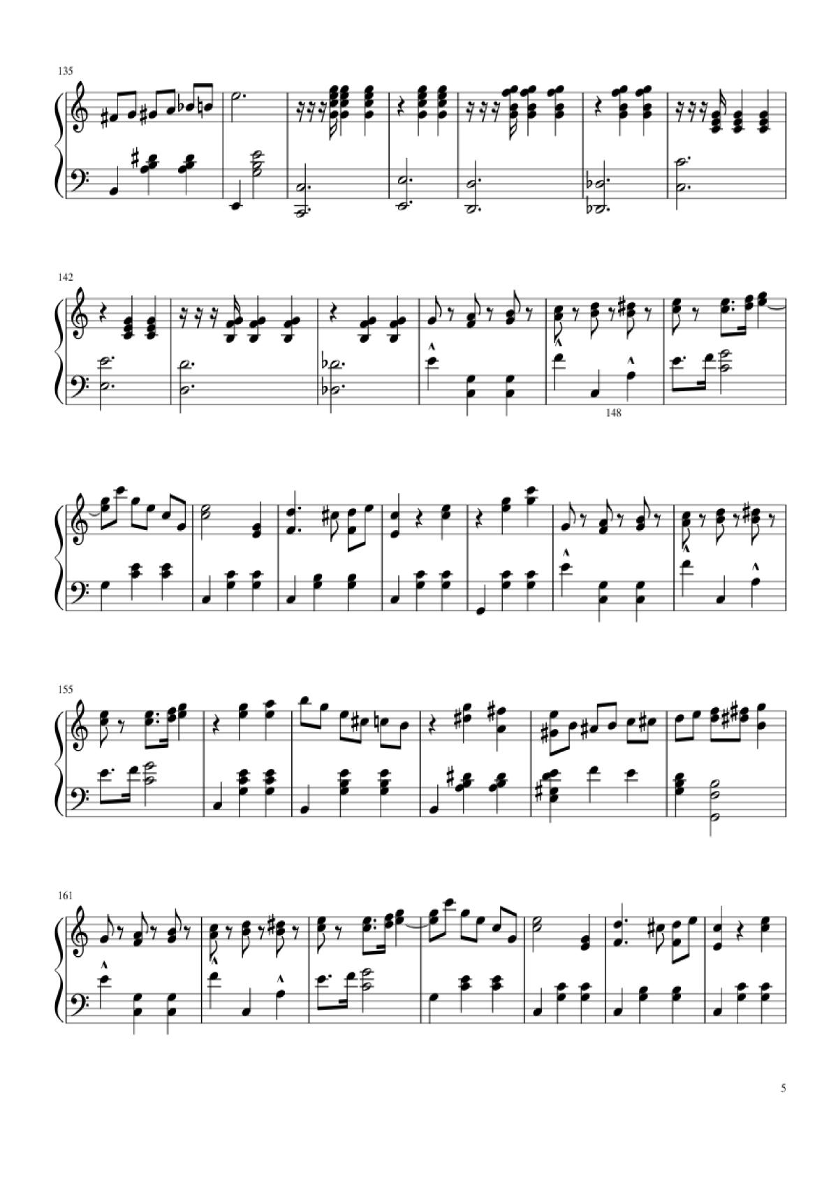 Page 5 of the piano sheet music PDF Piano – Waltz from Masquerade Piano by Khachaturian