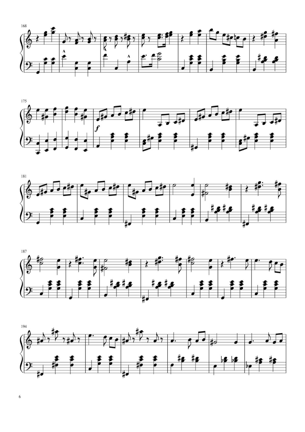 Page 6 of the piano sheet music PDF Piano – Waltz from Masquerade Piano by Khachaturian
