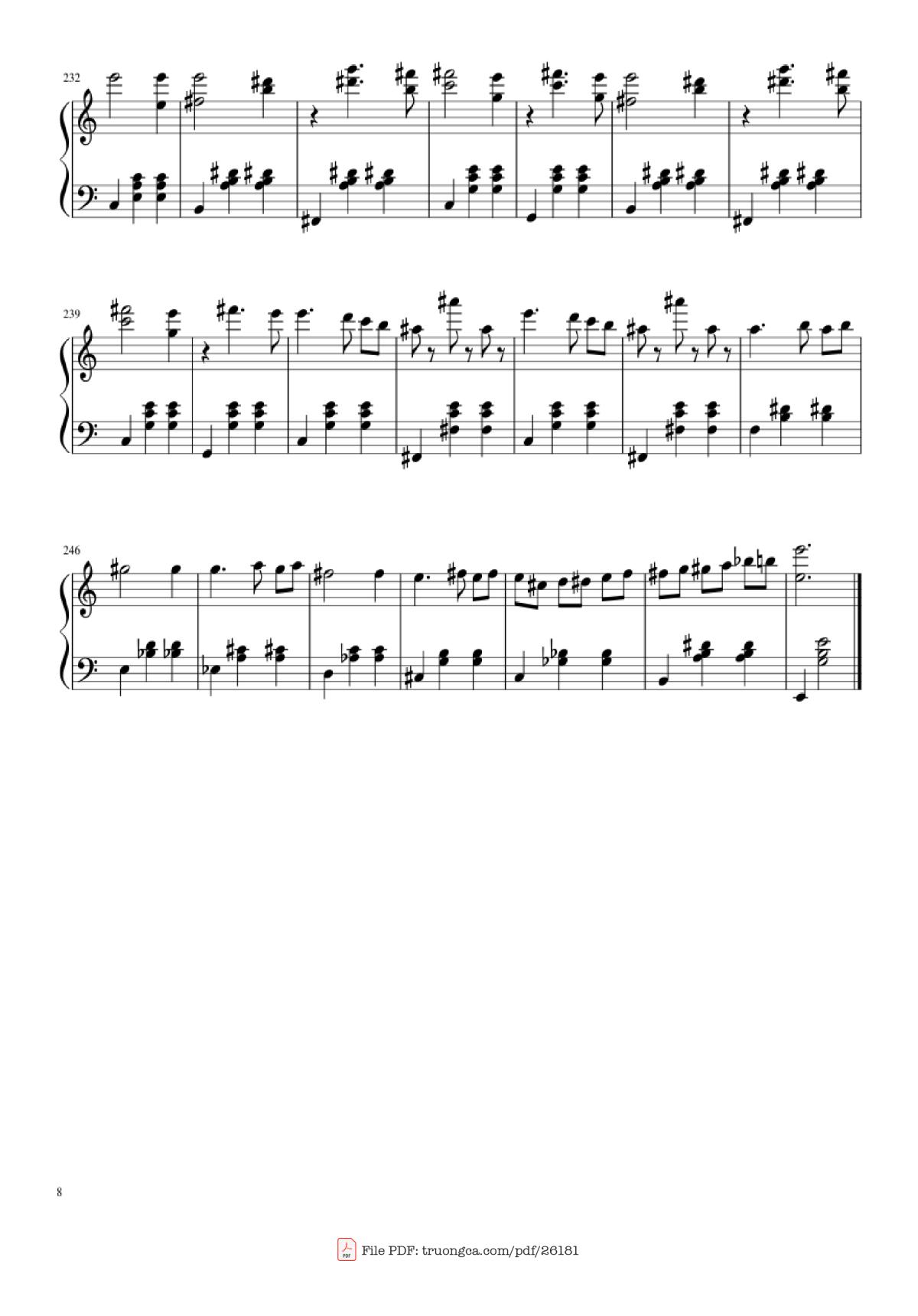 Page 8 of the piano sheet music PDF Piano – Waltz from Masquerade Piano by Khachaturian