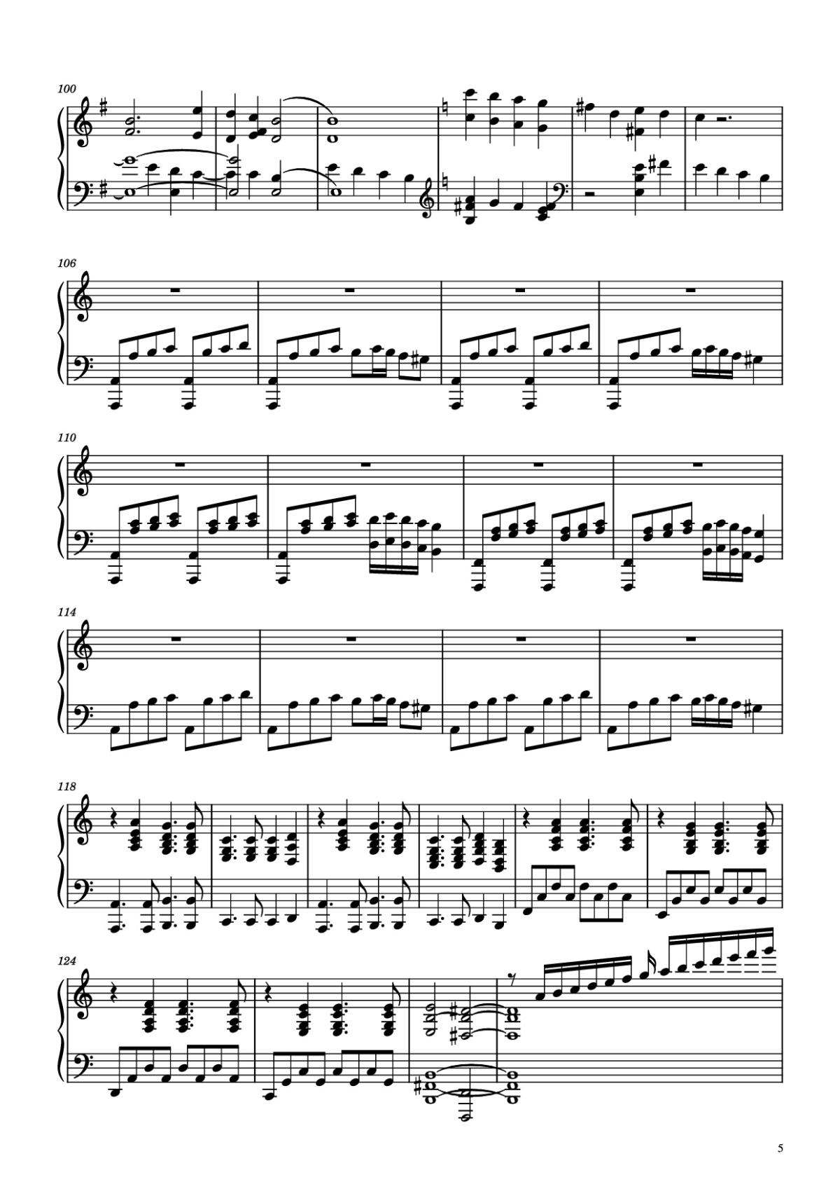 Page 5 of the piano sheet music PDF Piano – Paint it black Piano by Ramin Djawadi