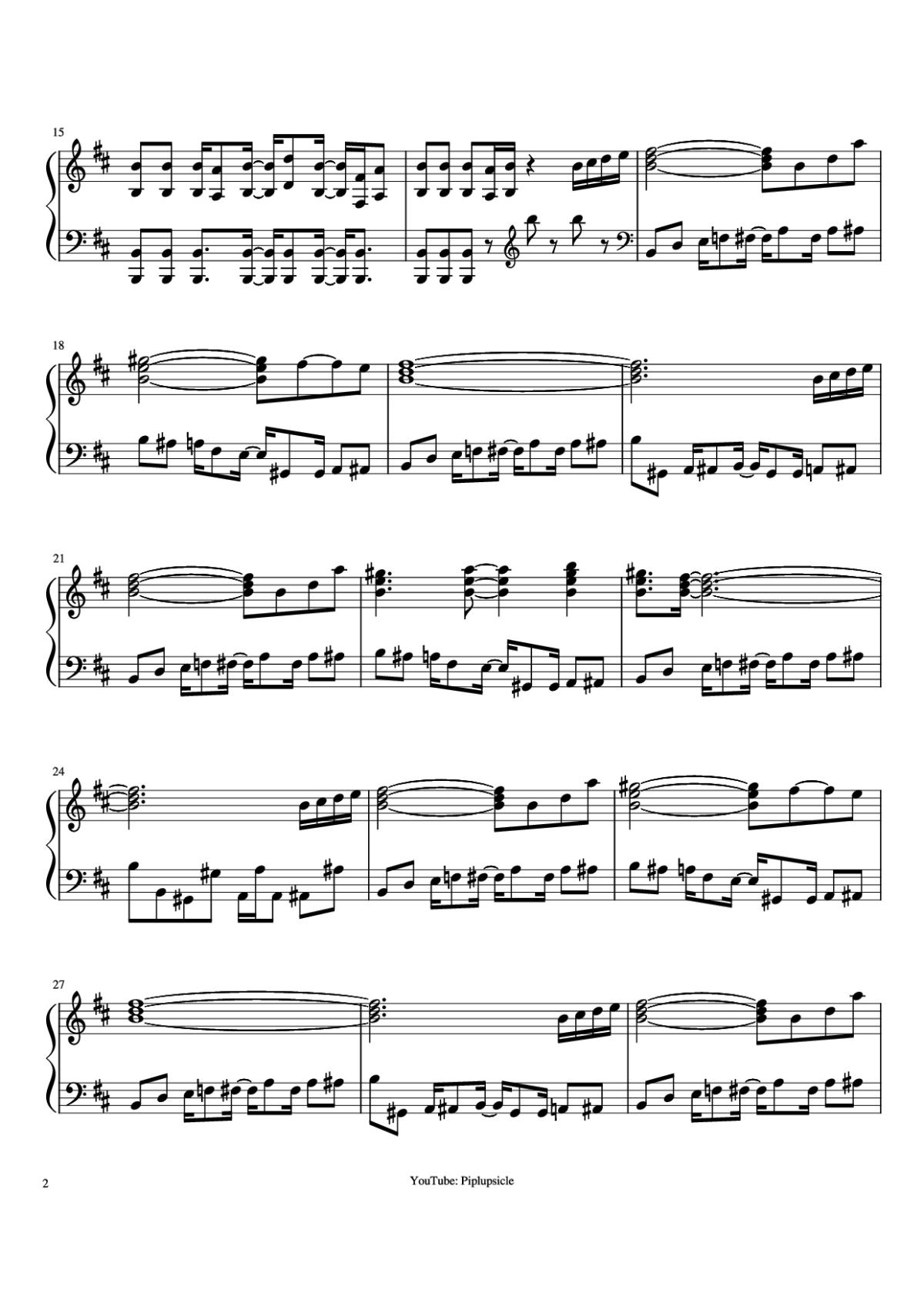 Page 2 of the piano sheet music PDF Piano – Giorno