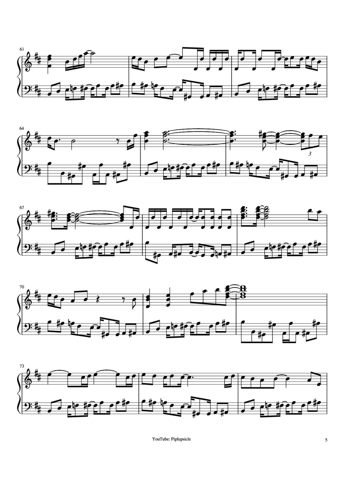 Page 5 of the piano sheet music PDF Piano – Giorno