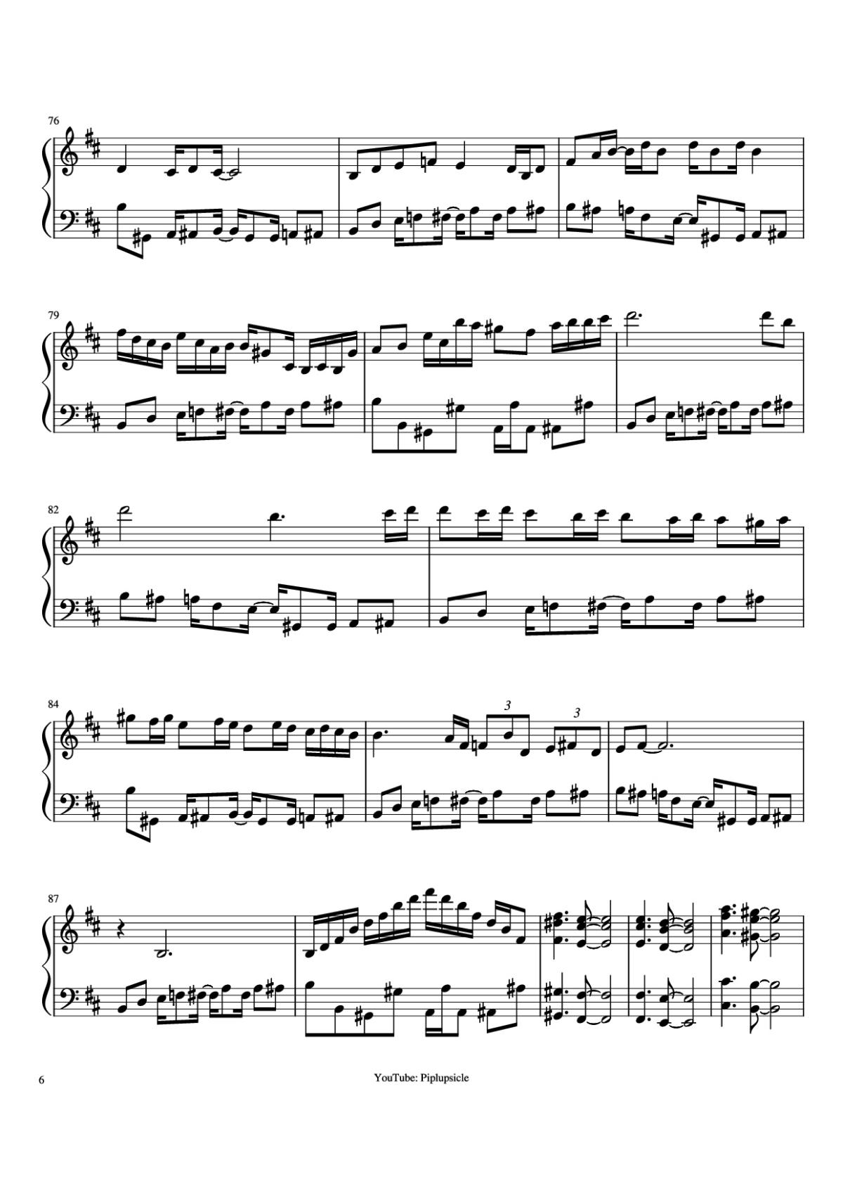 Page 6 of the piano sheet music PDF Piano – Giorno
